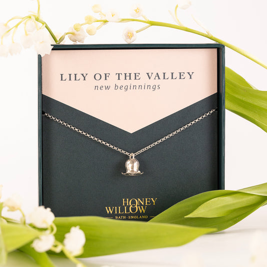 Lily of the Valley Flower Necklace - New Beginnings - Silver