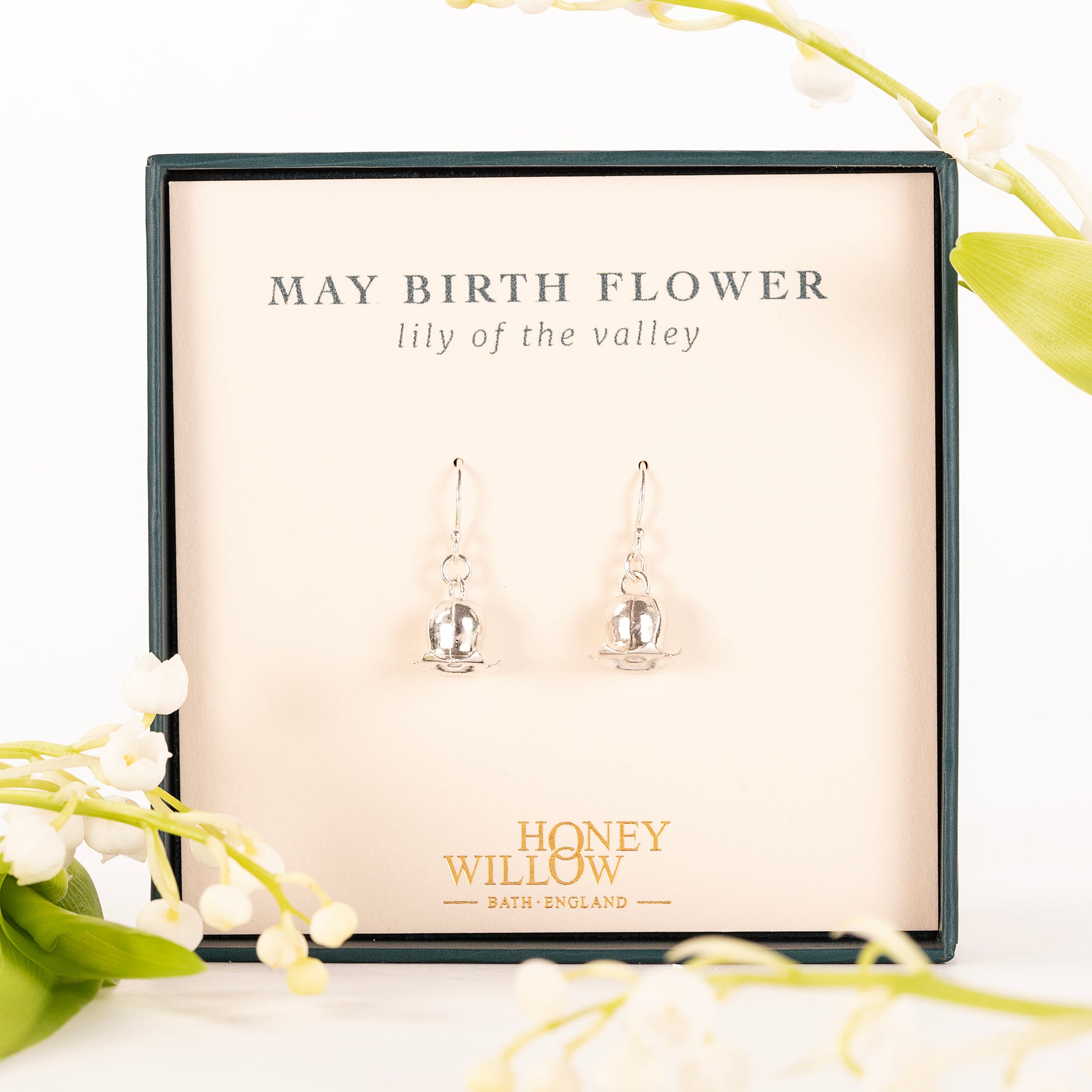 May Birth Flower Earrings - Lily of the Valley - Silver