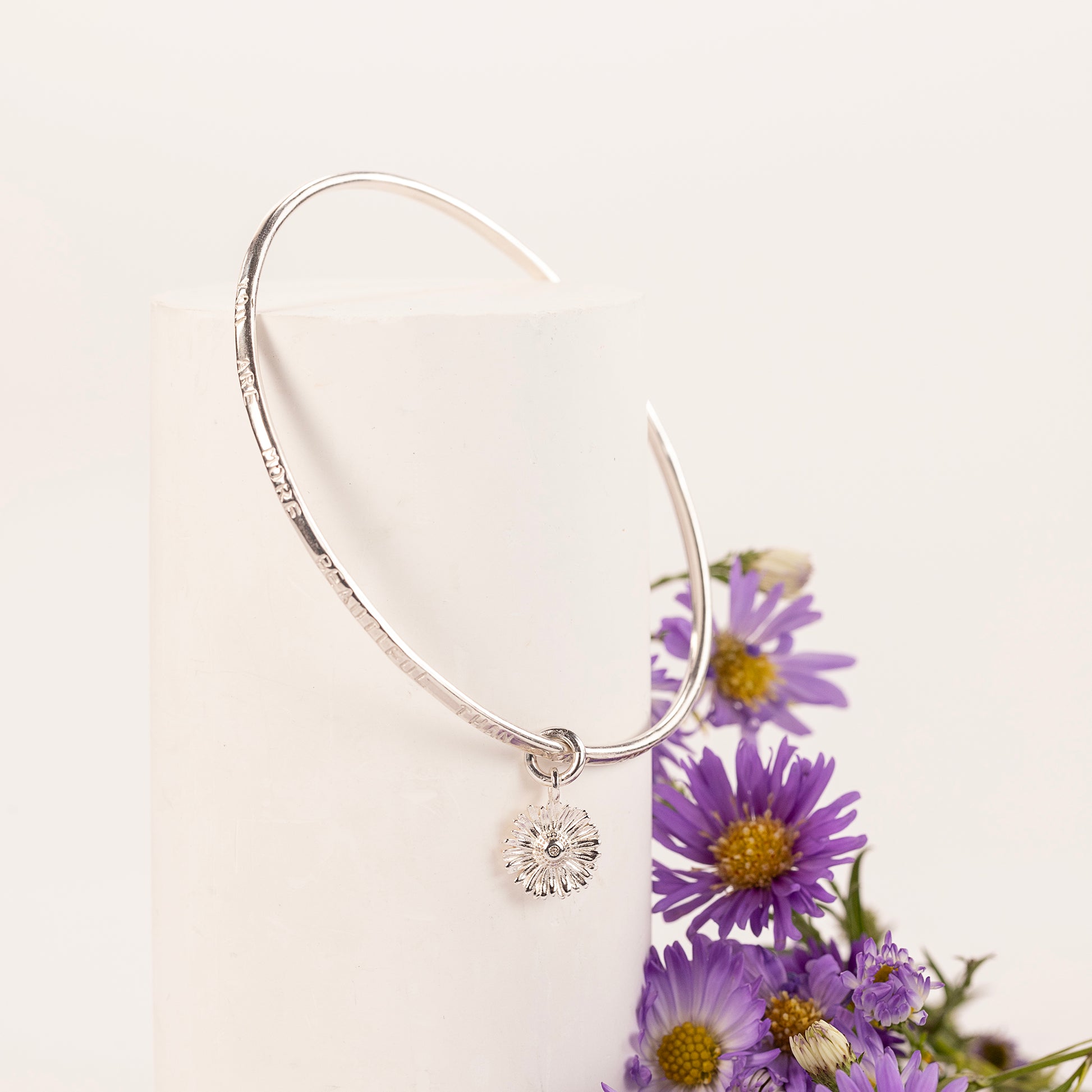 Personalised Aster Bangle - Wisdom - Silver