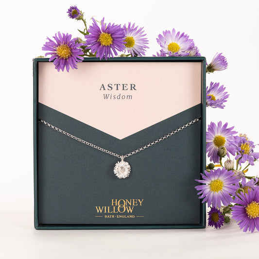 Aster Flower Necklace - Wisdom - Silver