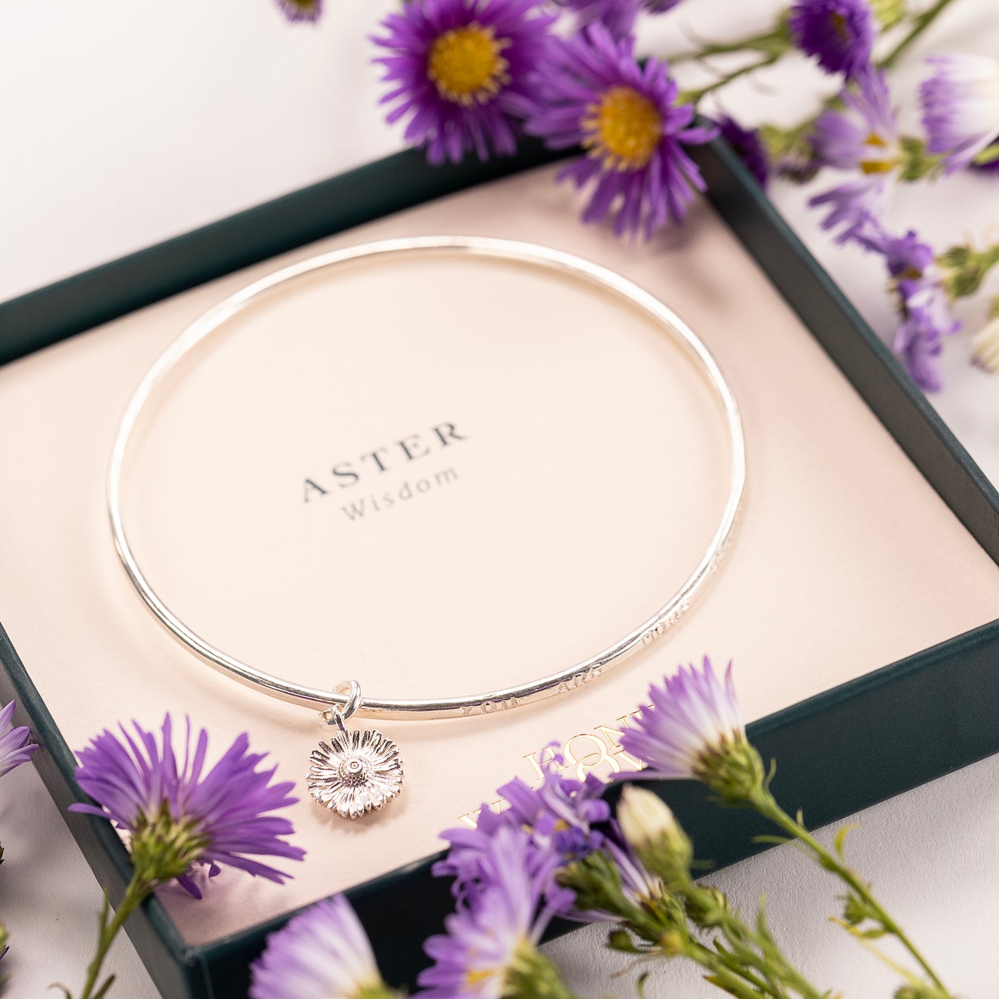 Personalised Aster Bangle - Wisdom - Silver
