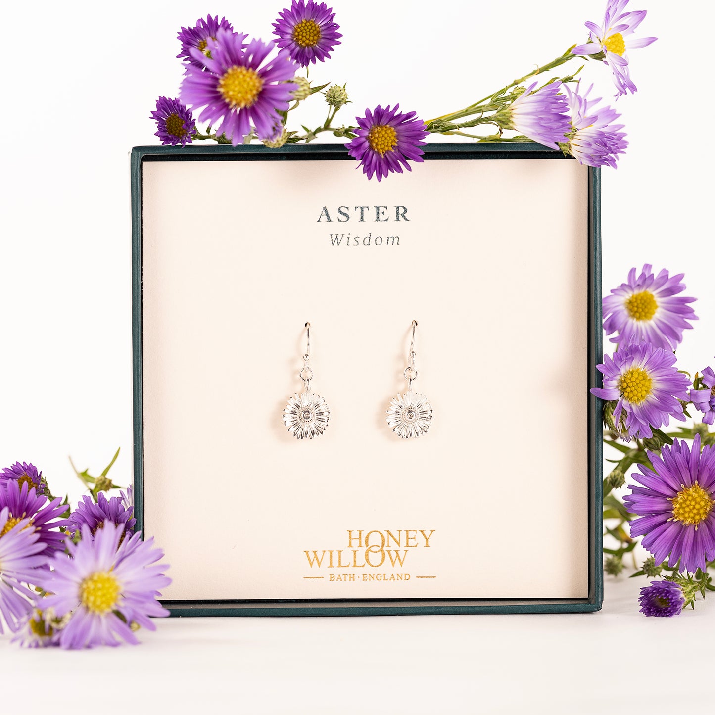 Aster Flower Earrings - Wisdom - Silver