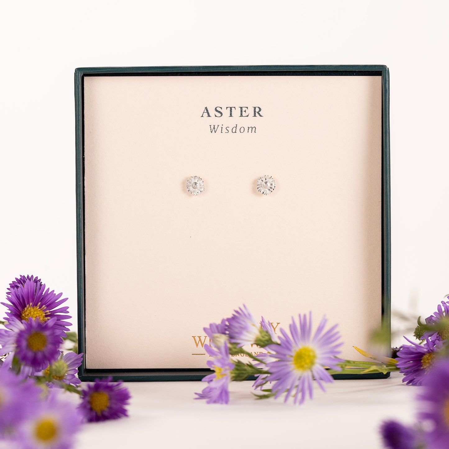 Aster Flower Stud Earrings - Wisdom - Silver