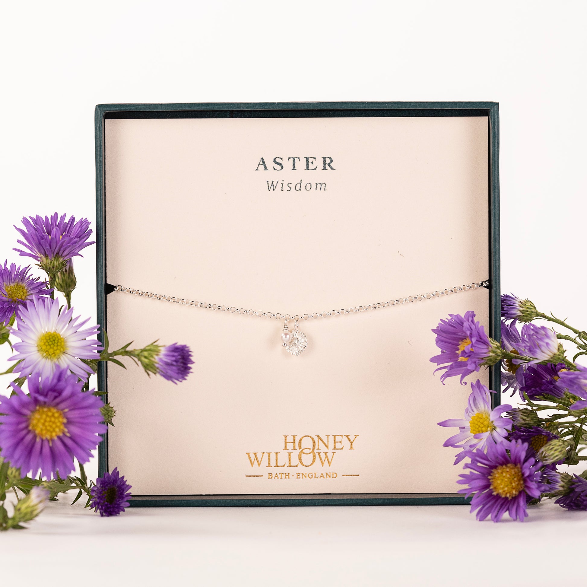 Delicate Aster Flower Bracelet - Wisdom - Silver & Pearl