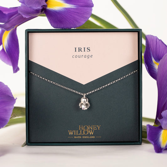 Iris Flower Necklace - Courage - Silver
