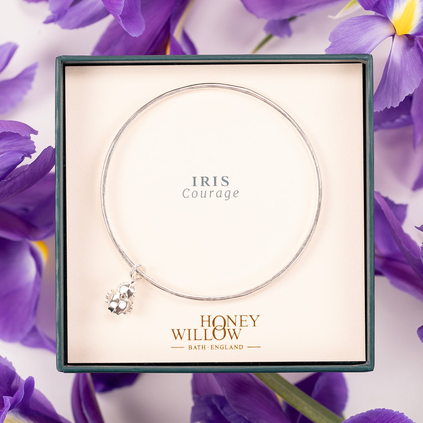 Personalised Iris Bangle - Courage - Silver