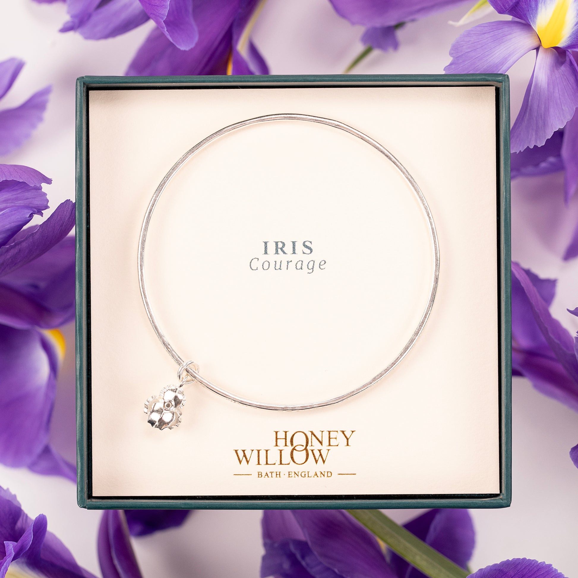 Personalised Iris Bangle - Courage - Silver