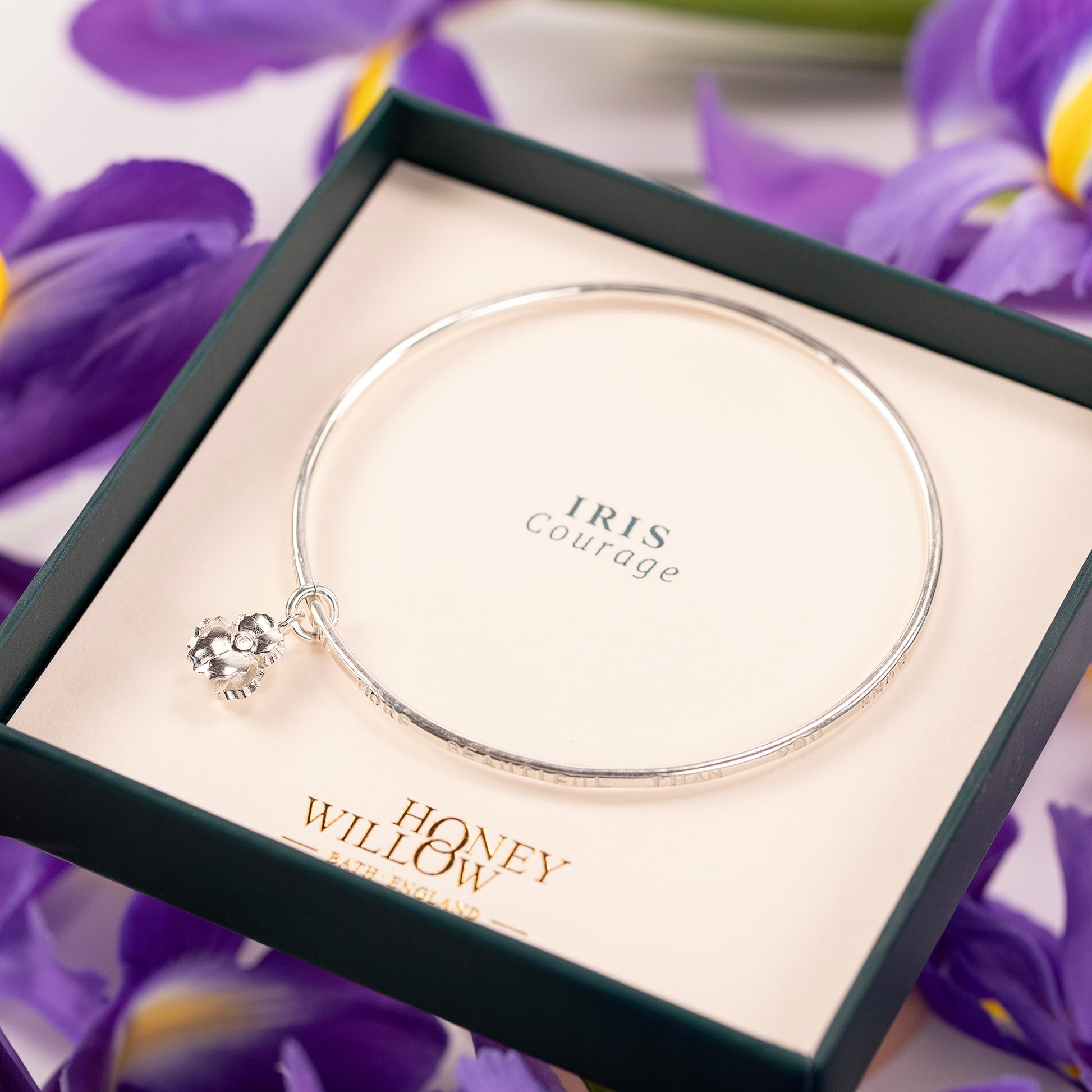 Personalised Iris Bangle - Courage - Silver