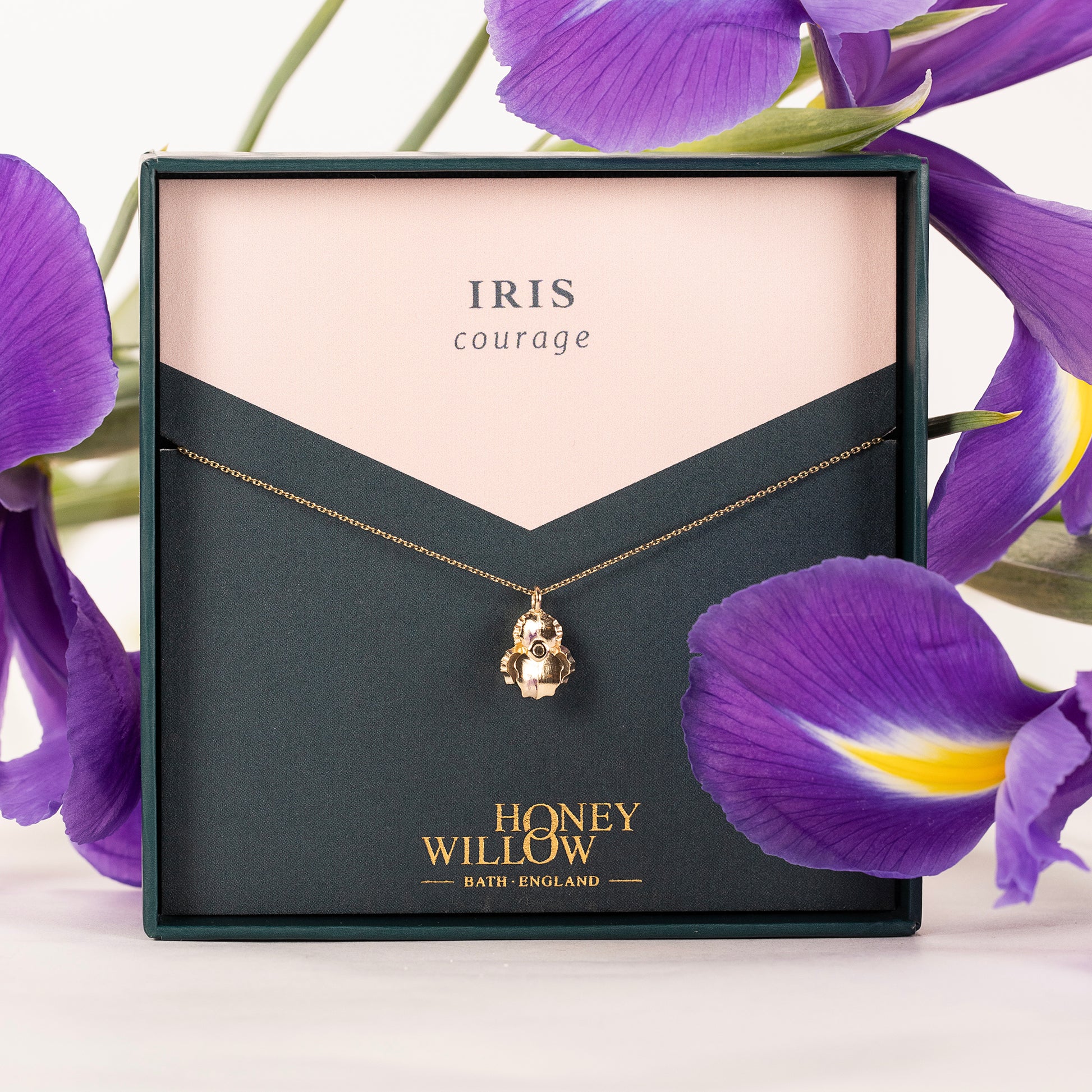 Iris Flower Necklace - Courage - 9kt Gold
