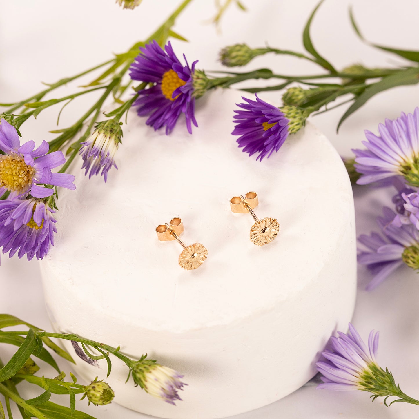 Aster Flower Stud Earrings - Wisdom - 9kt Gold