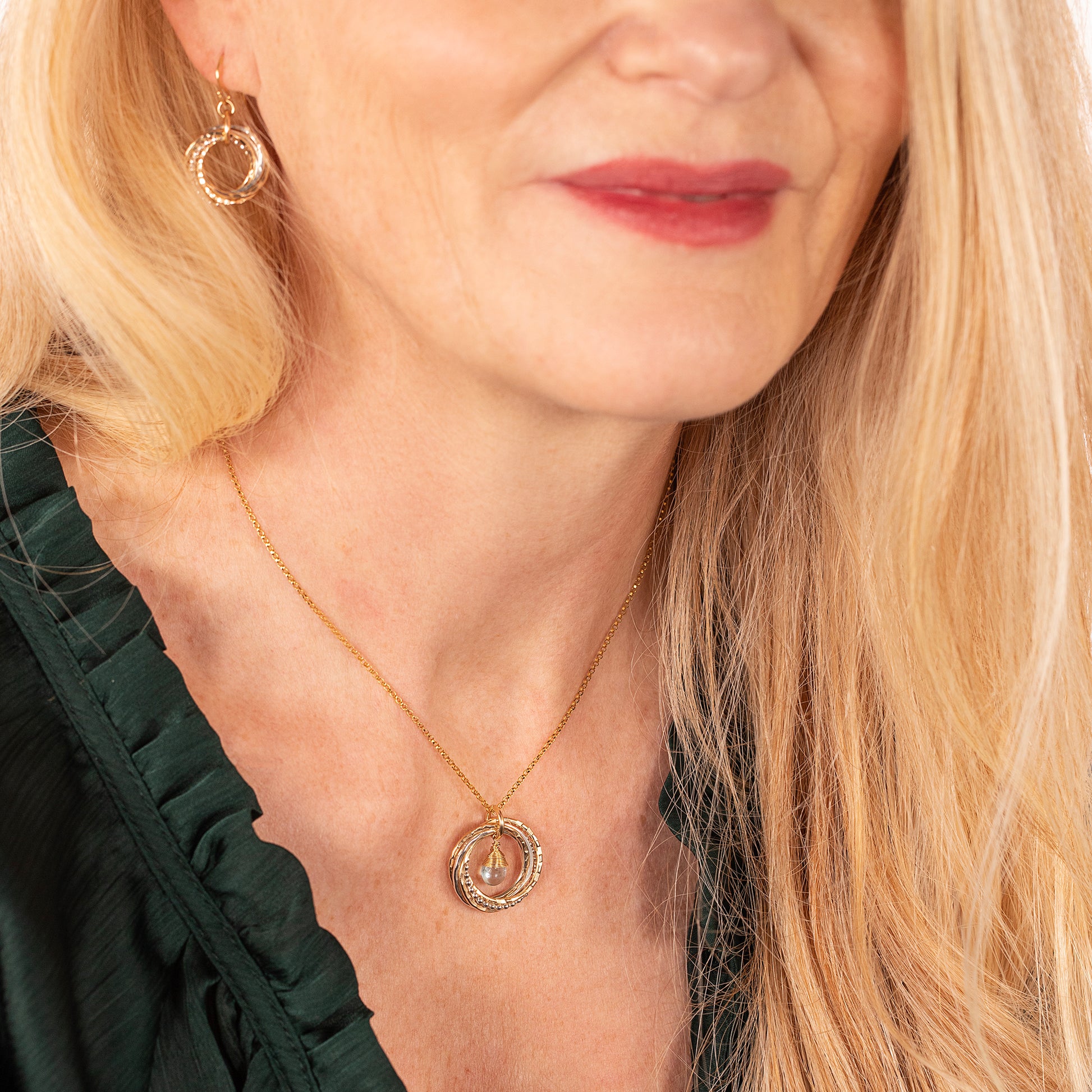 60th Birthday Birthstone Necklace - The Original 6 Links for 6 Decades - Silver & Gold