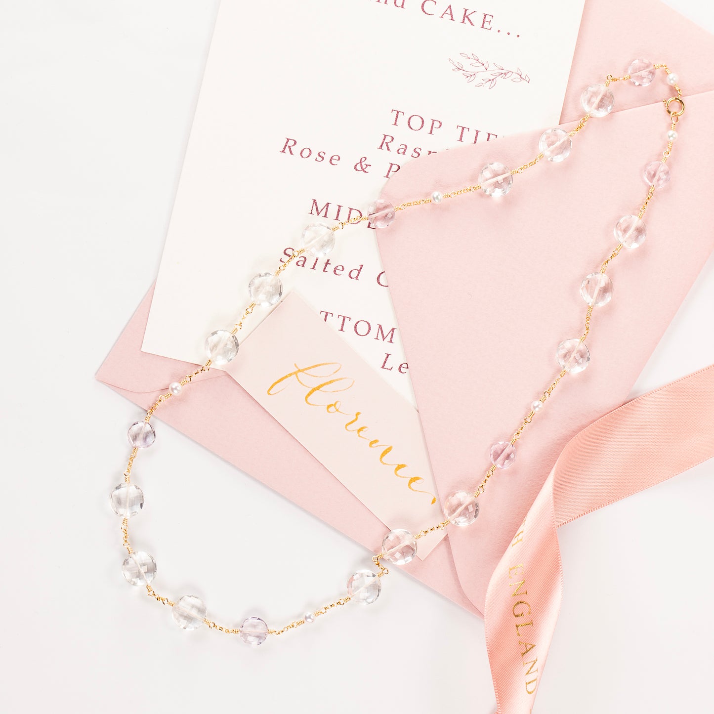 Rock Crystal, Pink Amethyst & Pearl Necklace - Venus