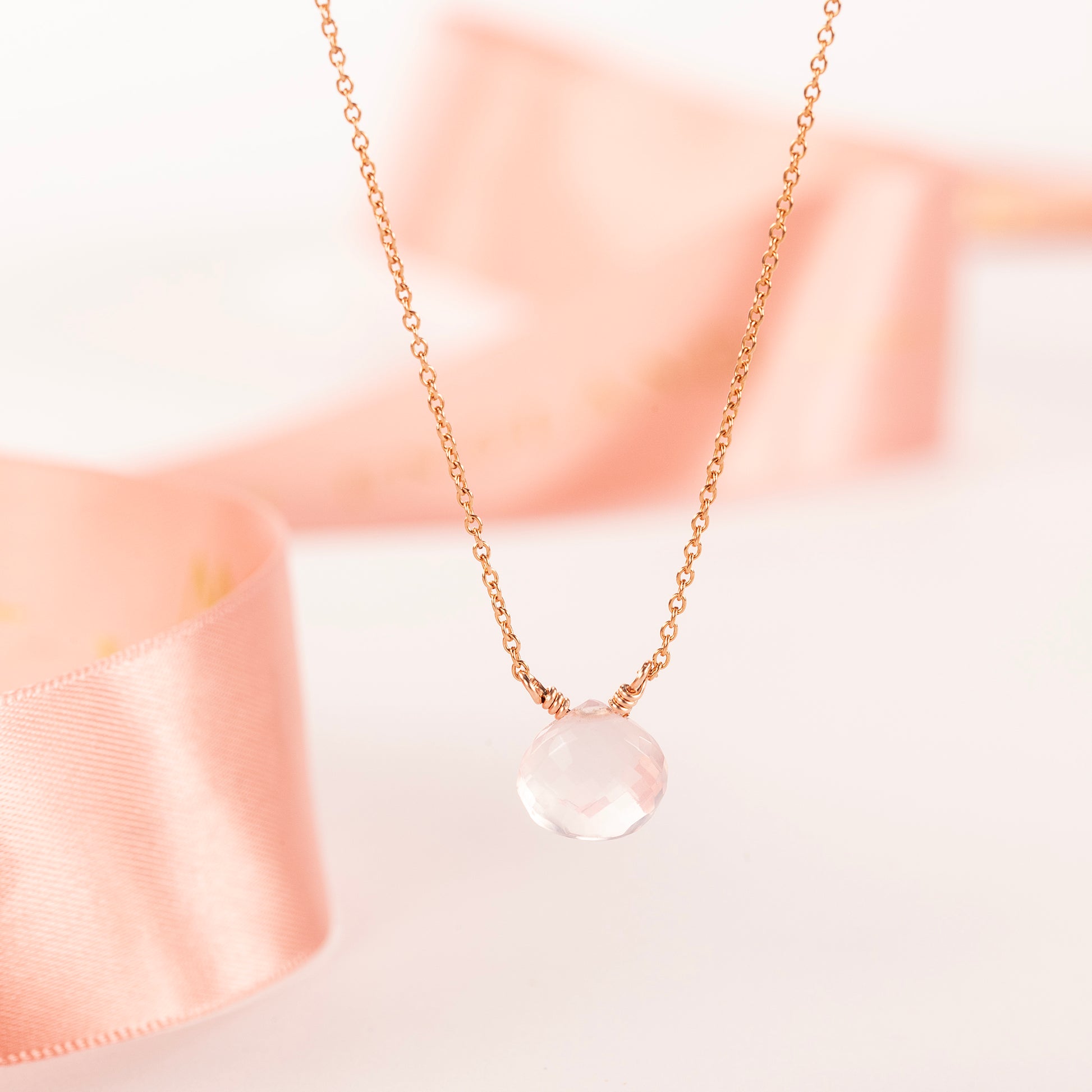 Rose Quartz Necklace - Unconditional Love - Silver, Gold & Rose Gold