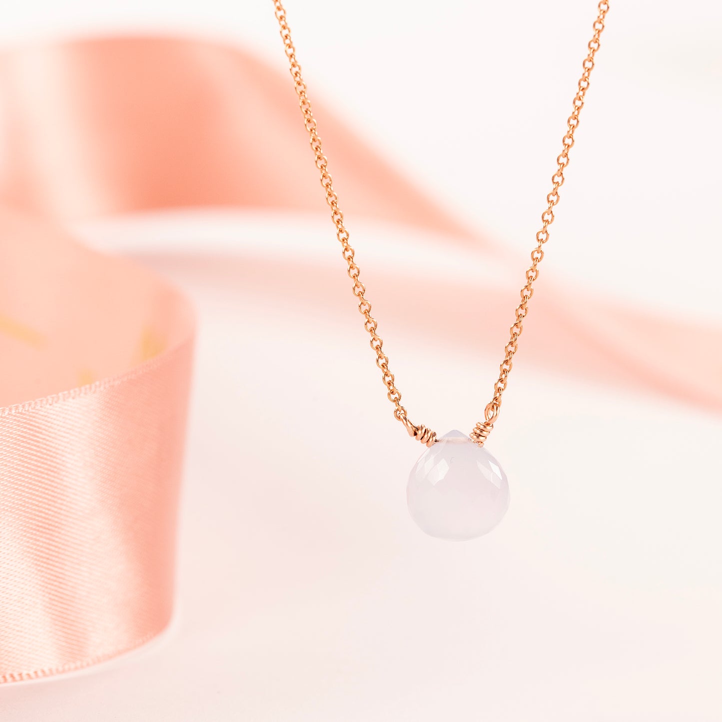 Blue Chalcedony Necklace - Silver, Gold & Rose Gold