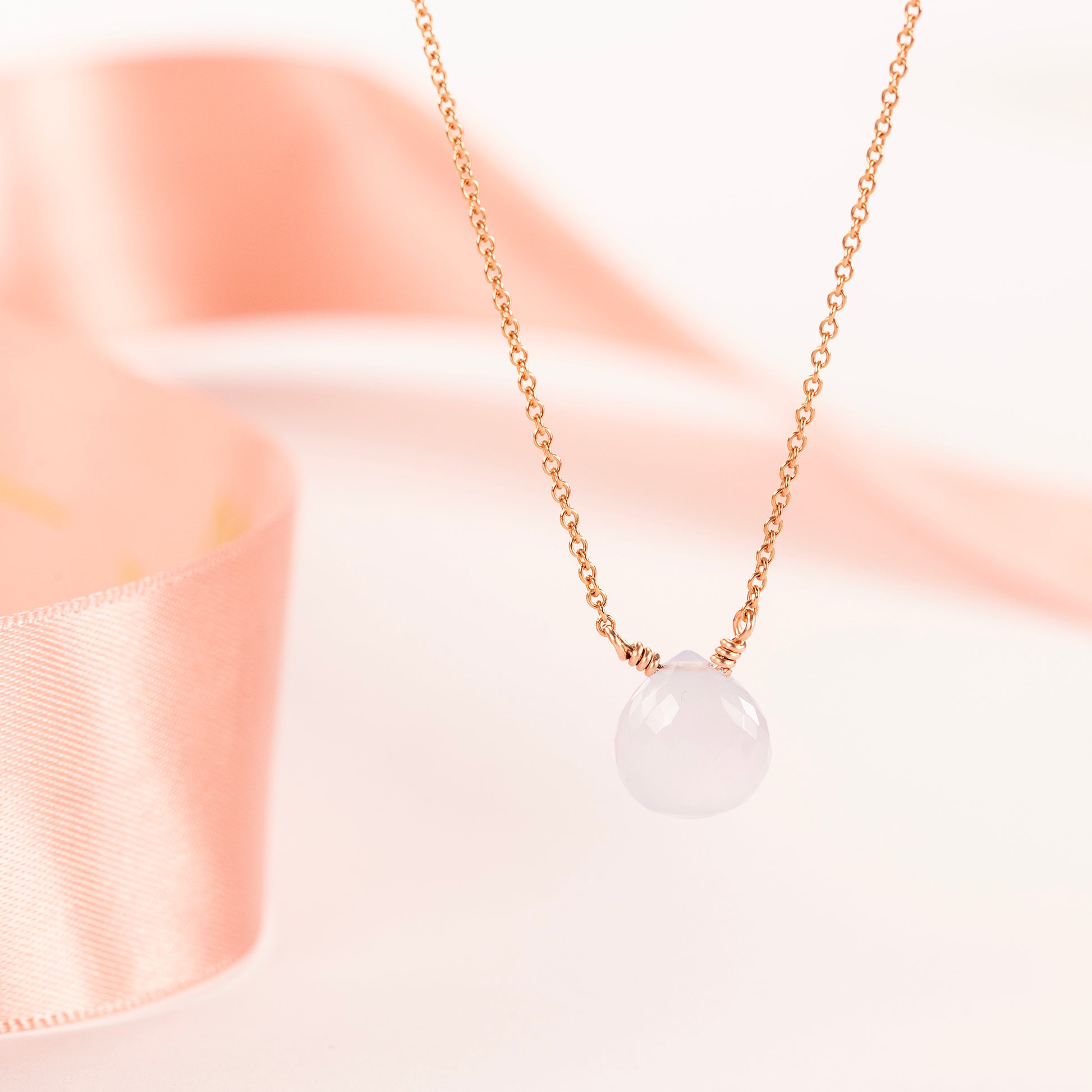 Blue Chalcedony Necklace - Silver, Gold & Rose Gold