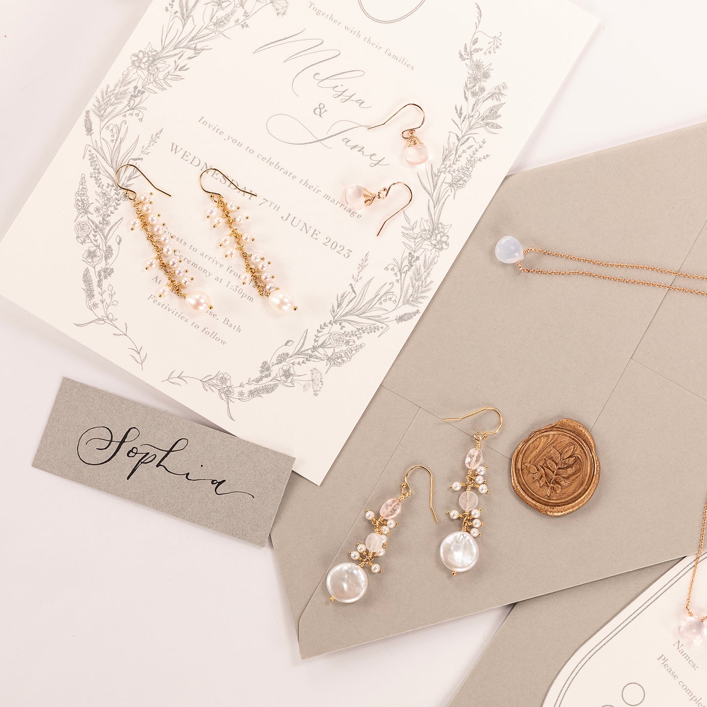 Pearl Vine Drop Earrings - Silver & Gold - Latona