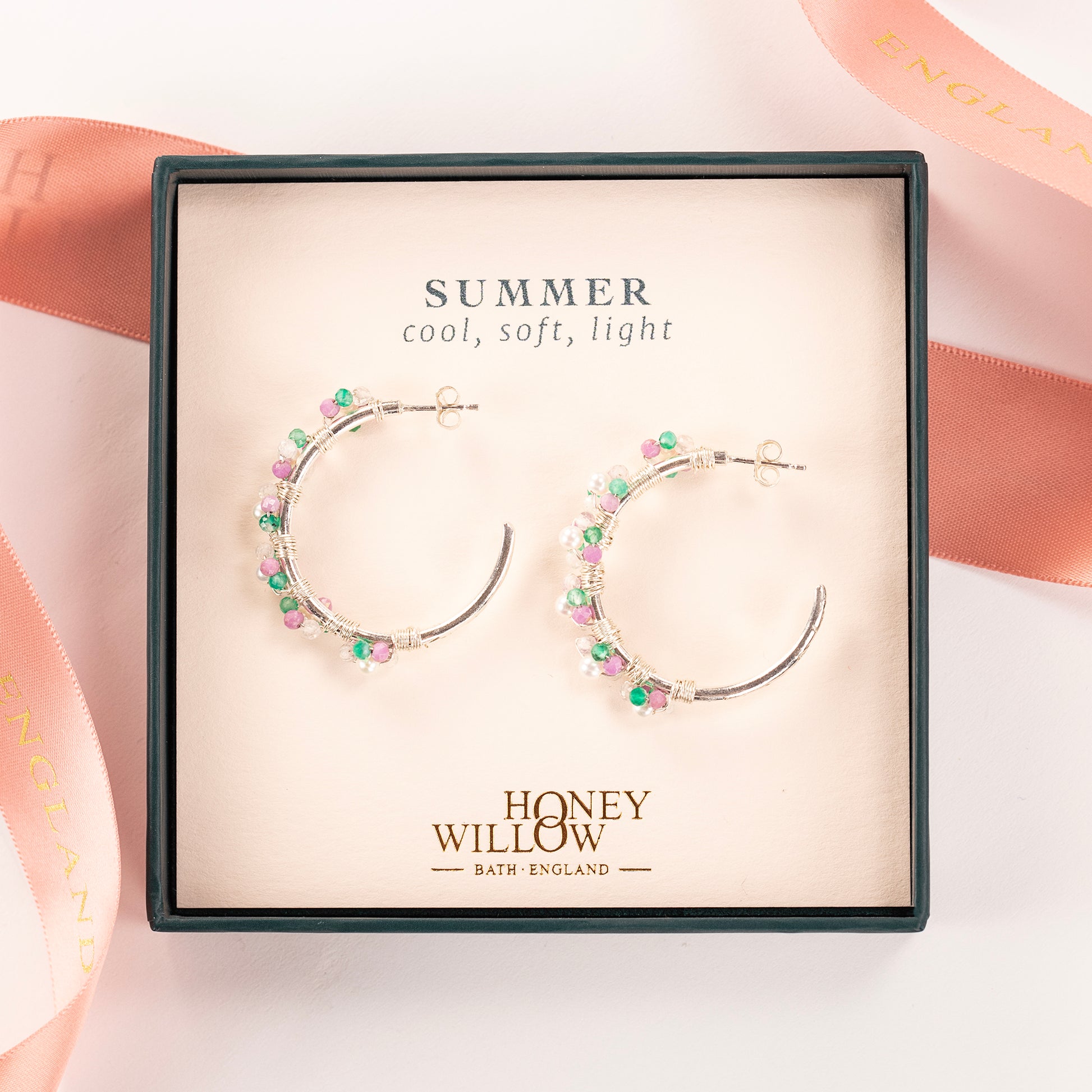 Summer Colour Palette Inspired Hoop Earrings - Gemstones & Silver