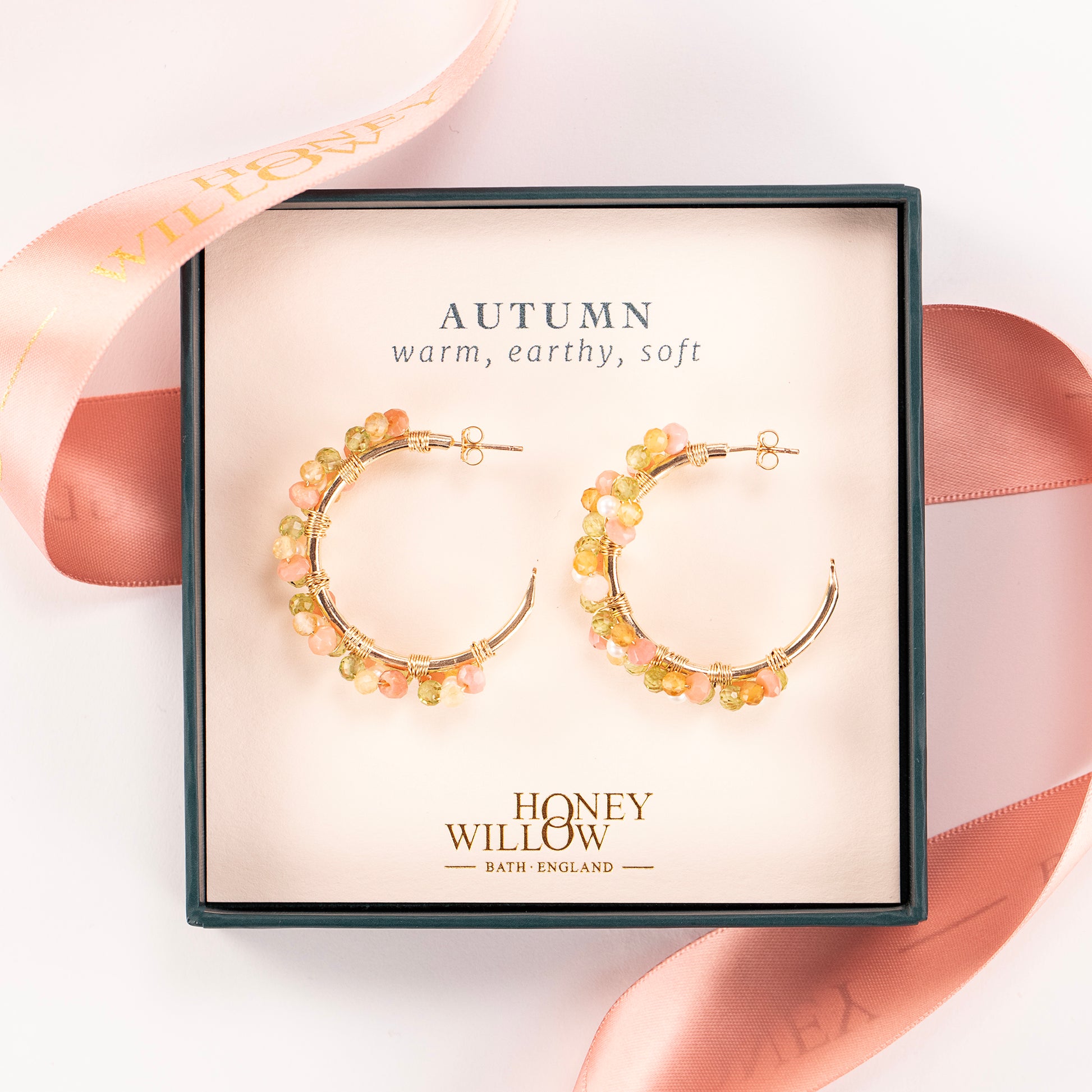 Autumn Colour Palette Inspired Hoop Earrings - Gemstones & Gold