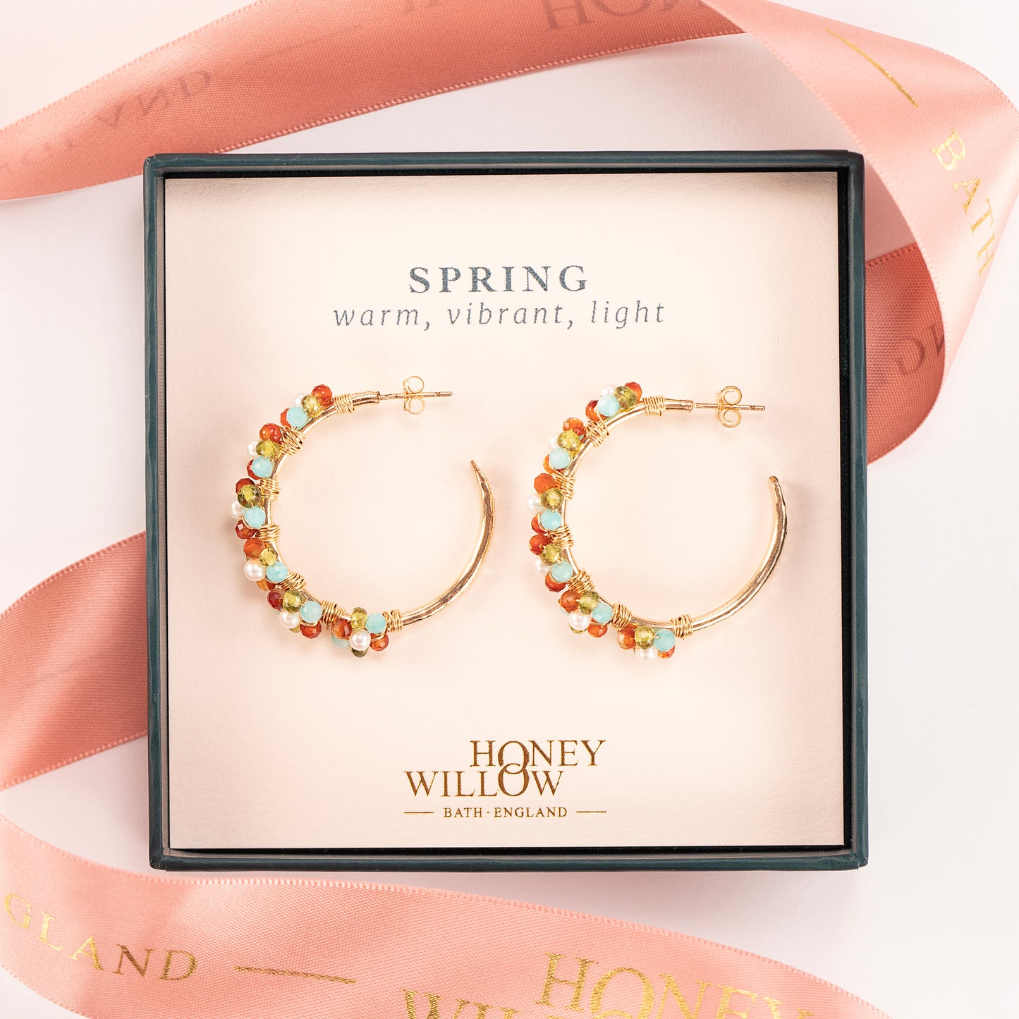 Spring Colour Palette Inspired Hoop Earrings - Warm Gemstones & Gold