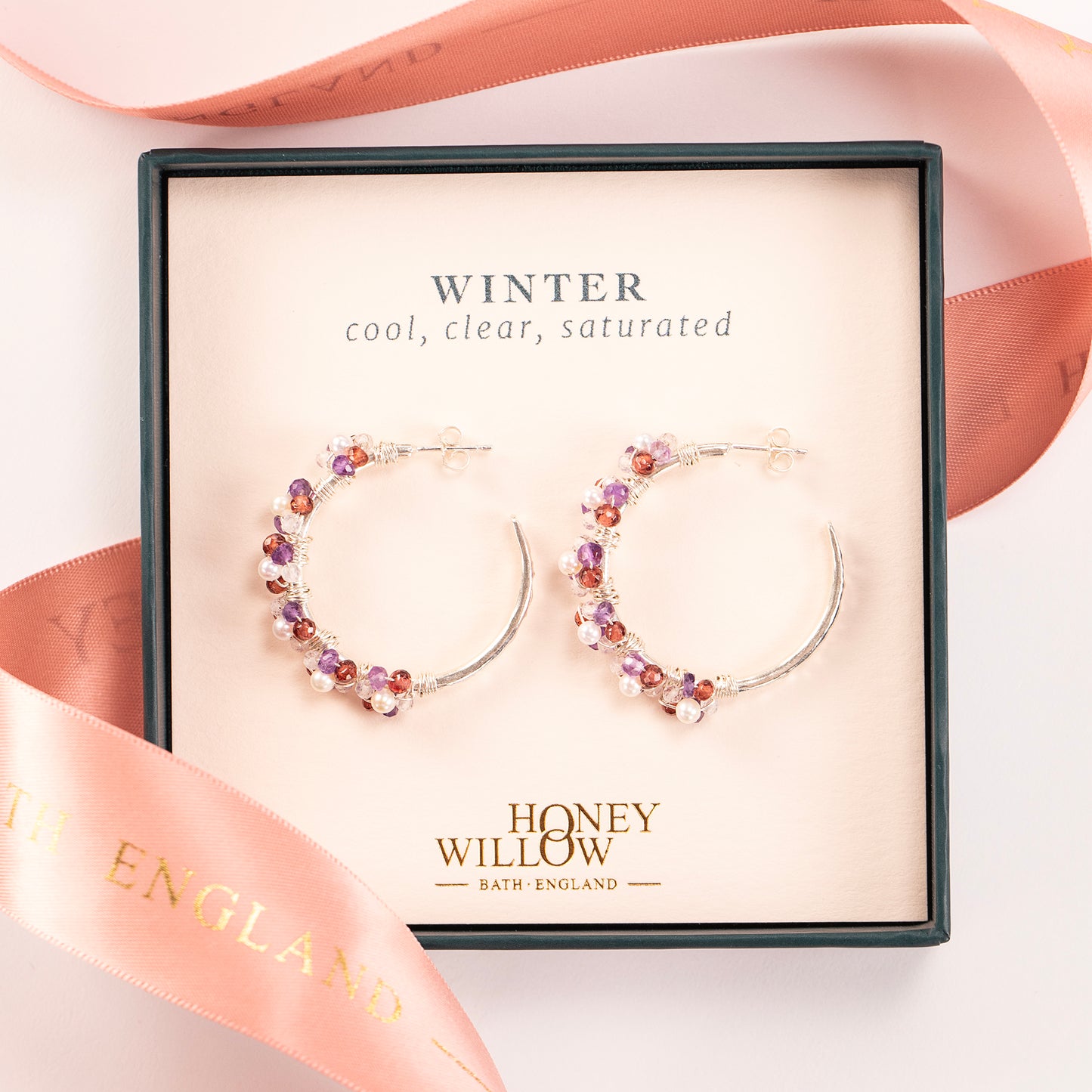 Winter Colour Palette Inspired Hoop Earrings - Gemstones & Silver