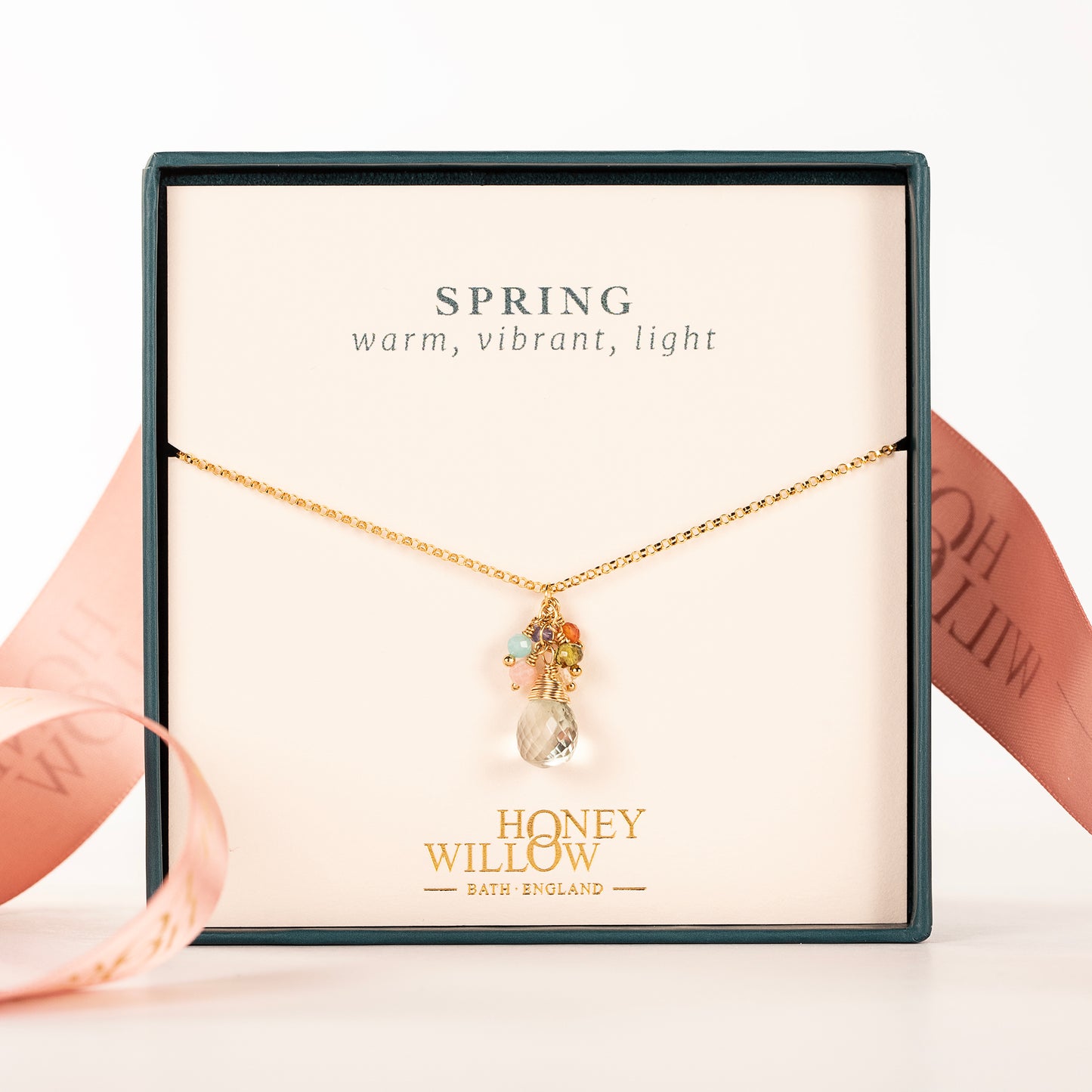 Spring Colour Palette Inspired Necklace - Green Amethyst Gemstones & Gold