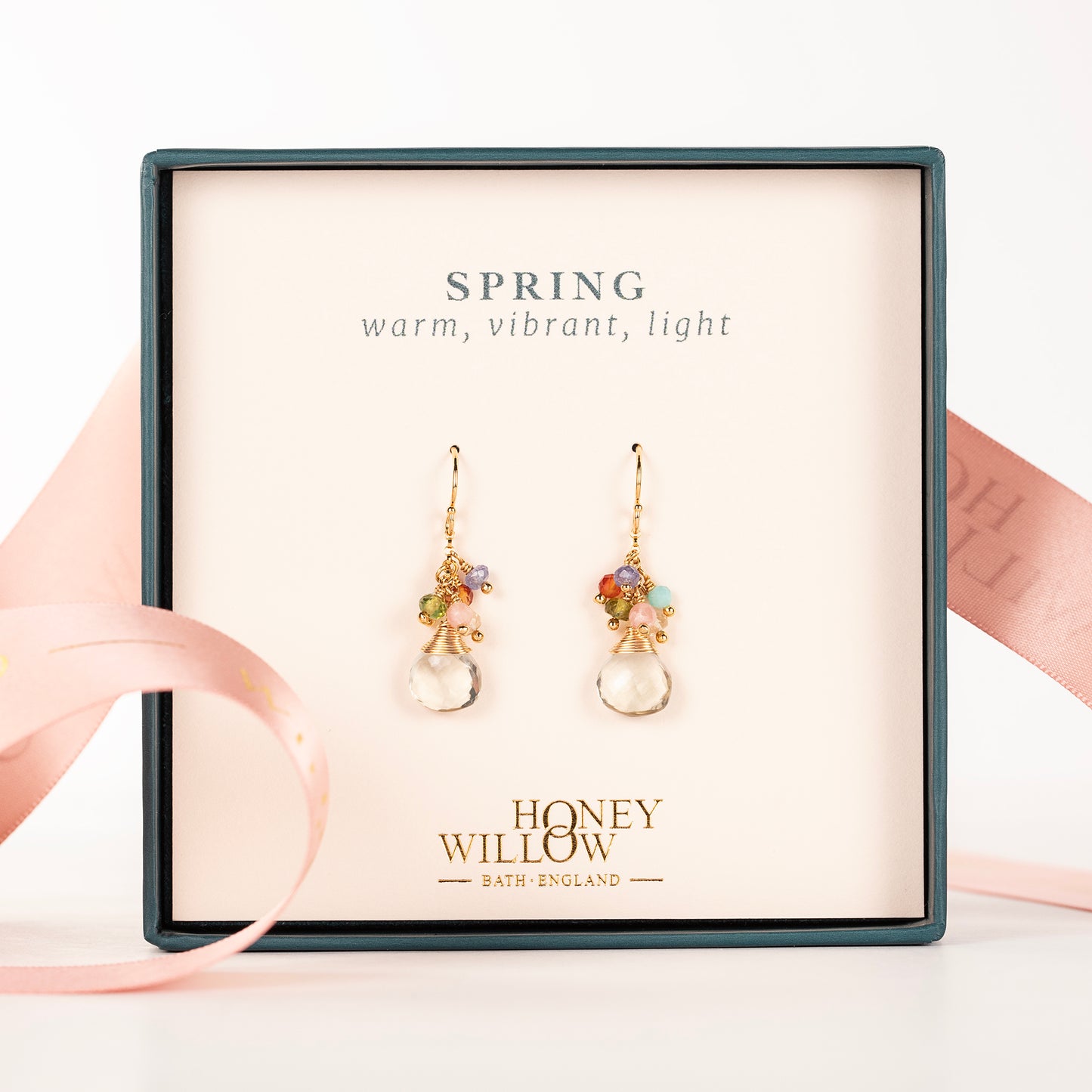 Spring Colour Palette Inspired Earrings - Green Amethyst Gemstones & Gold