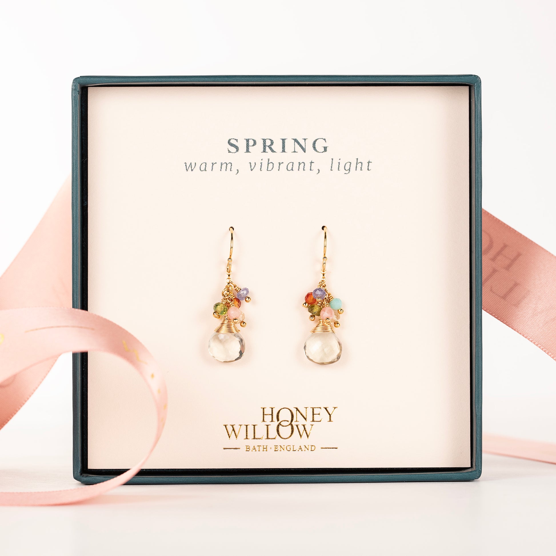 Spring Colour Palette Inspired Earrings - Green Amethyst Gemstones & Gold