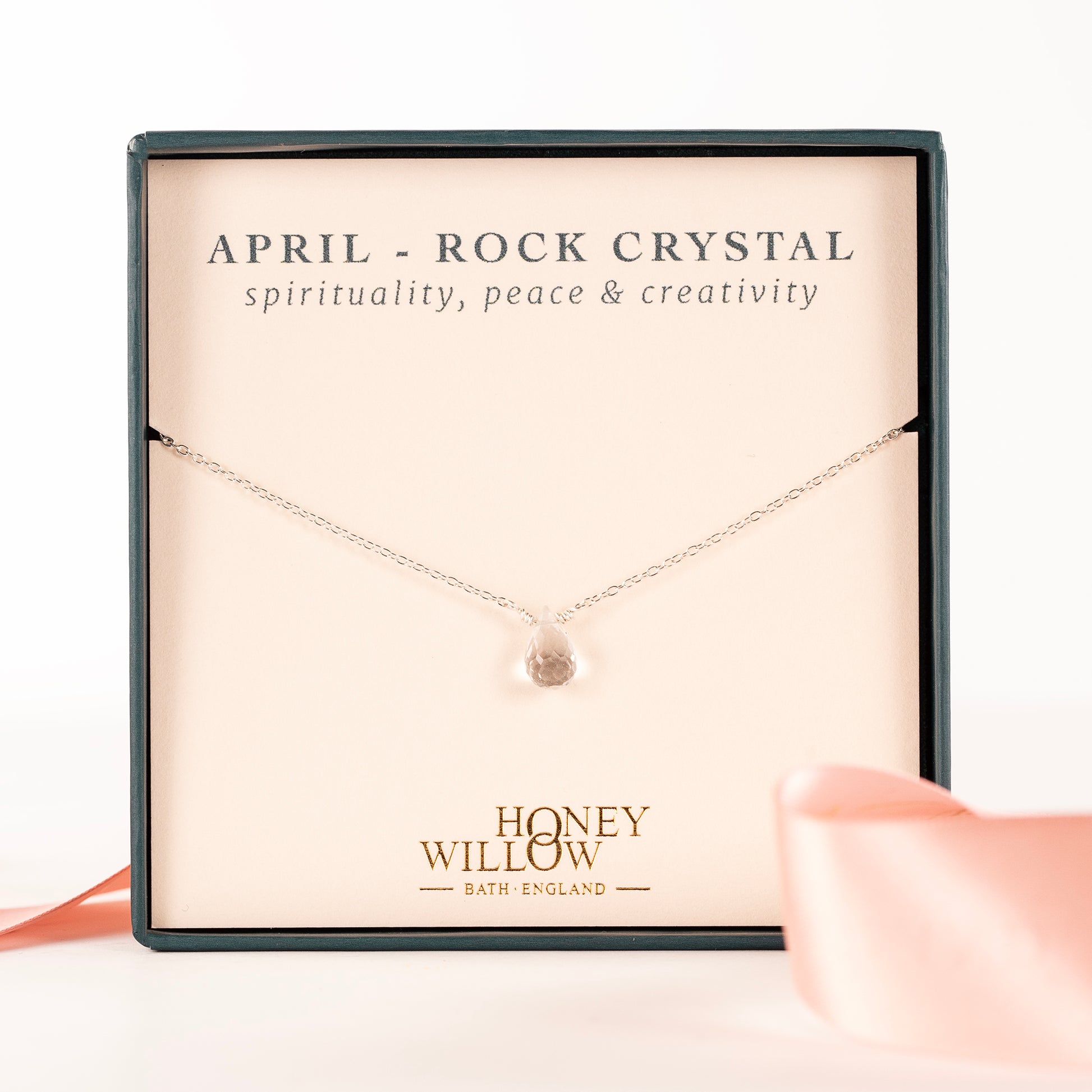 Dainty April Birthstone Necklace - Rock Crystal - Silver & Gold