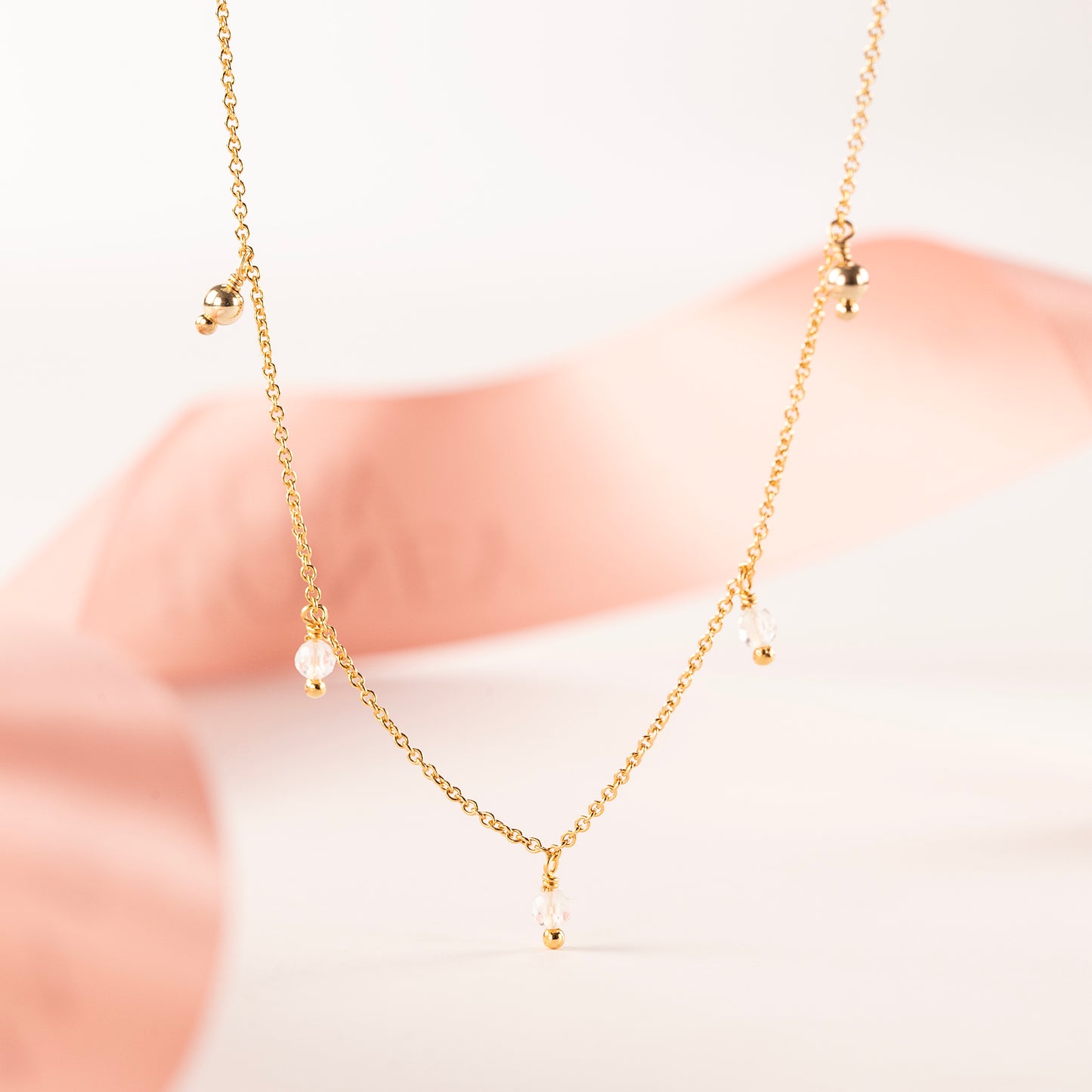 April Birthstone Trio Choker Necklace - Silver & Gold