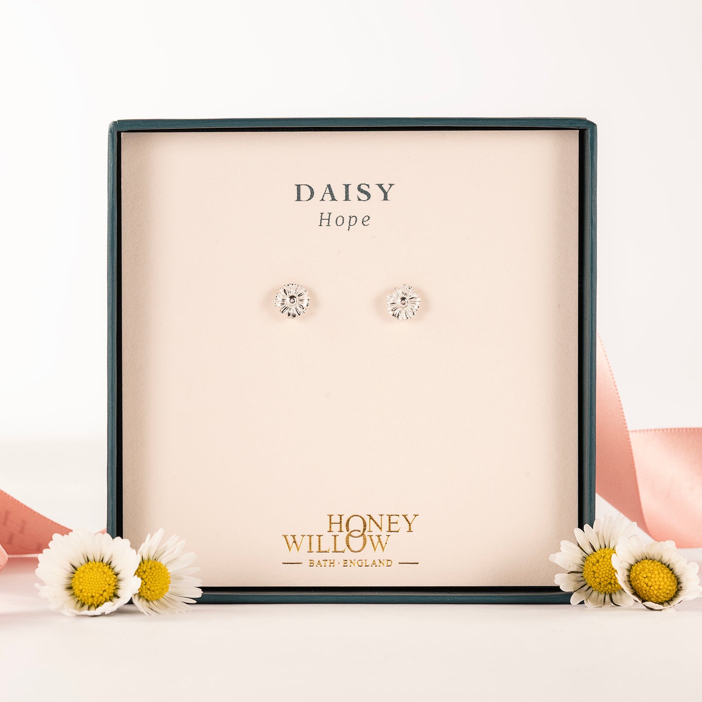 Daisy Flower Stud Earrings - Hope - Silver