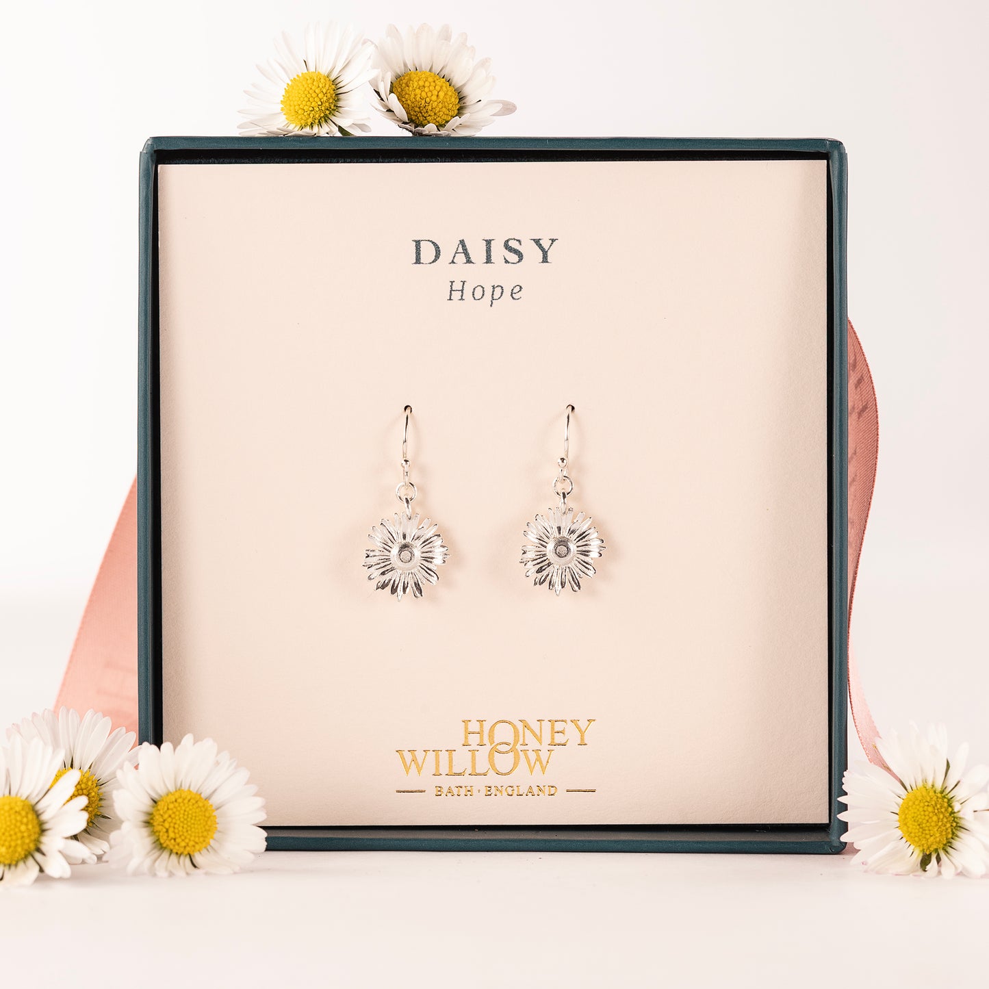 Daisy Flower Earrings - Hope - Silver