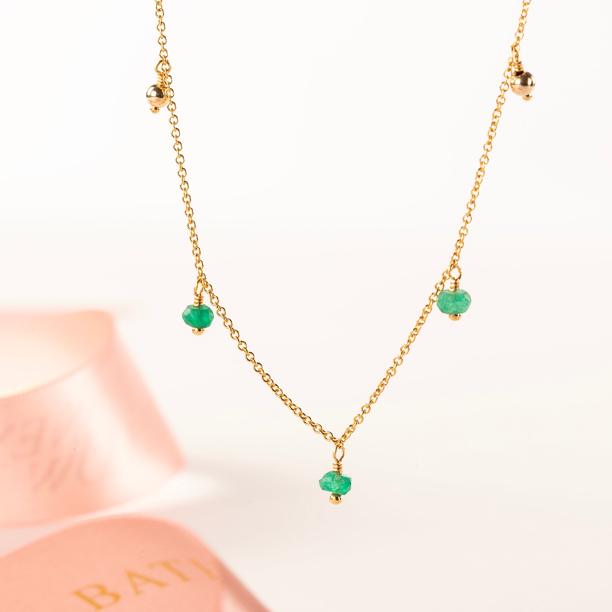 May Birthstone Trio Choker Necklace - Silver & Gold