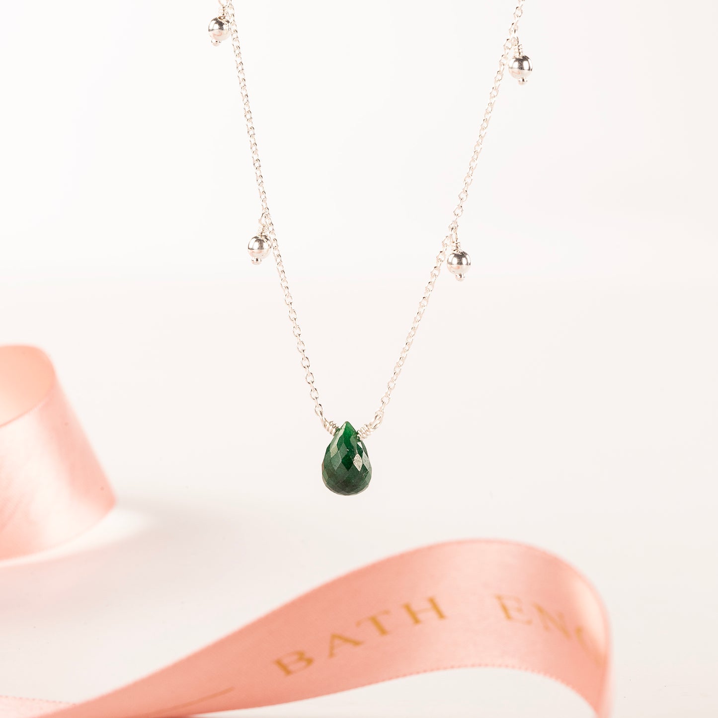 May Birthstone Briolette Choker Necklace - Emerald - Silver & Gold