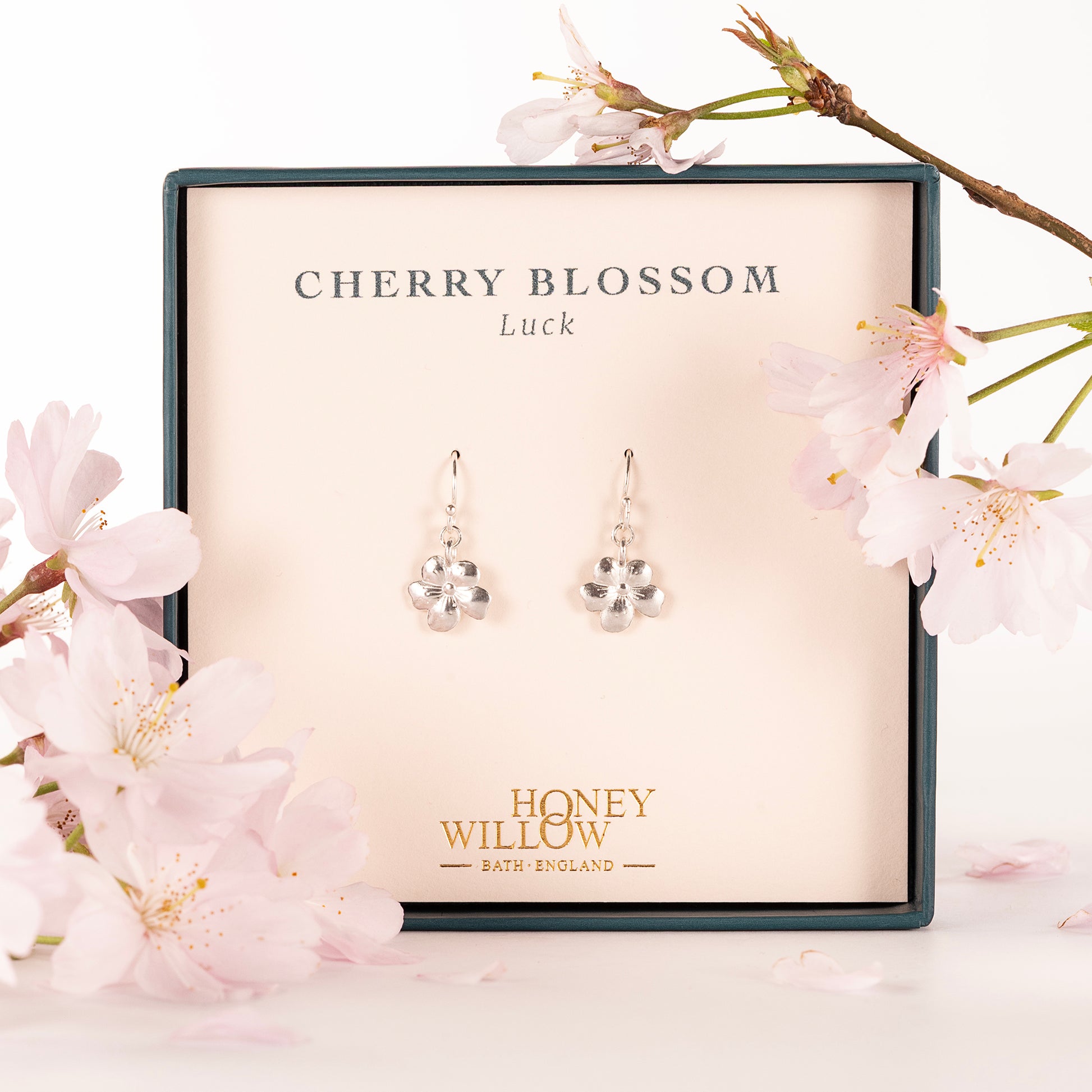 Cherry Blossom Earrings - Luck - Silver