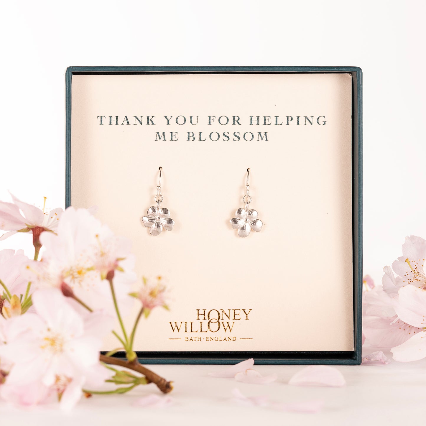 Thank You for Helping Me Blossom Earrings - Silver
