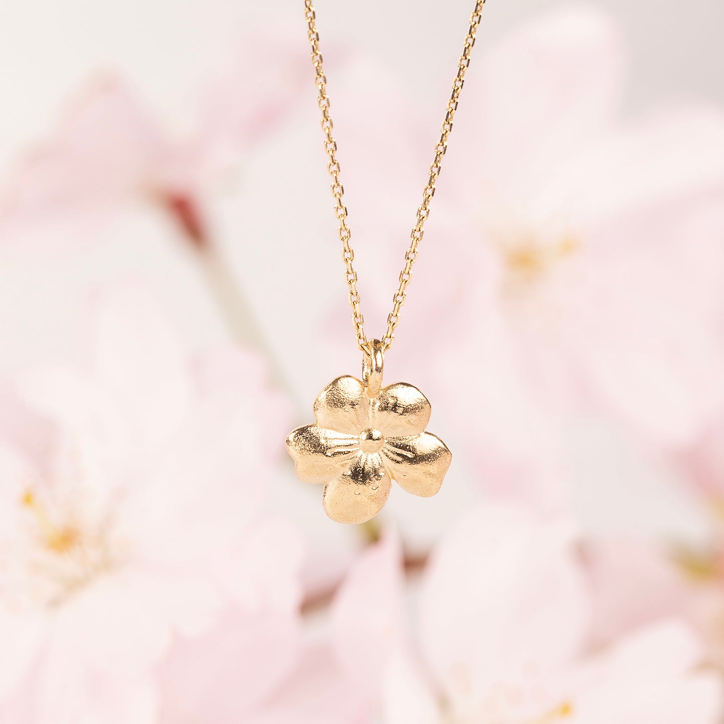 March Birth Flower Necklace - Cherry Blossom - 9kt Gold