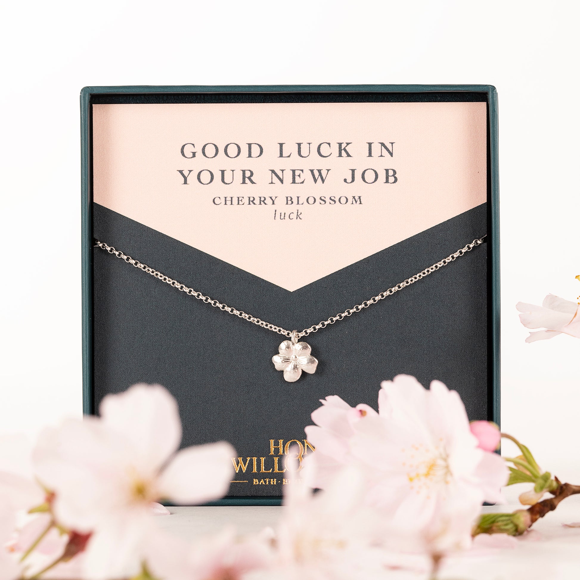 Good Luck Gift for New Job - Cherry Blossom Necklace - Silver