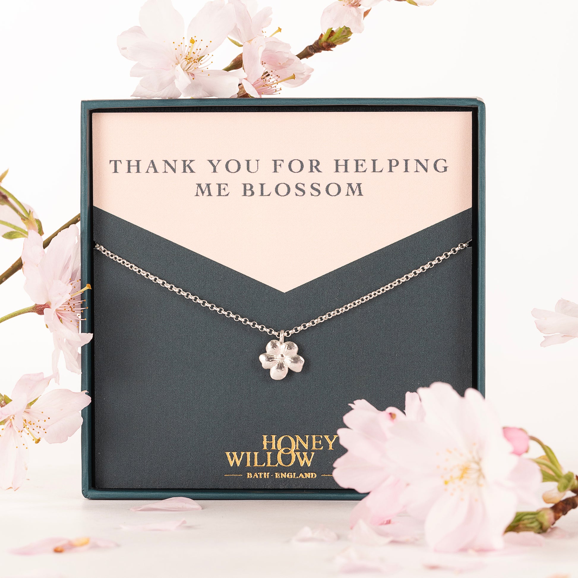 Thank you for Helping Me Blossom Necklace - Silver