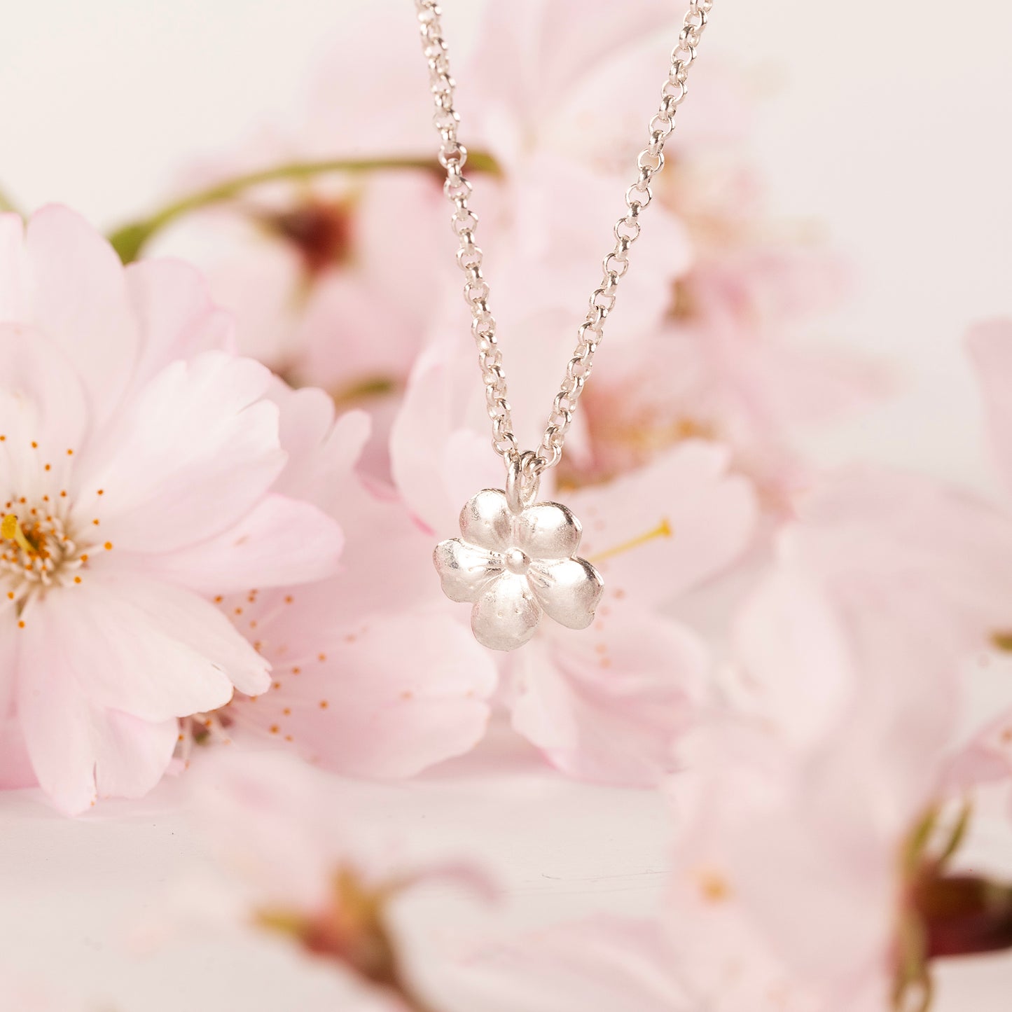 Good Luck Gift for New Job - Cherry Blossom Necklace - Silver