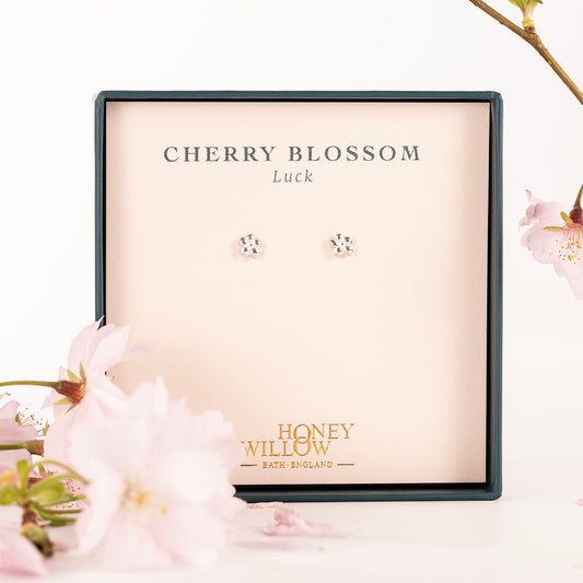Cherry Blossom Stud Earrings - Luck - Silver