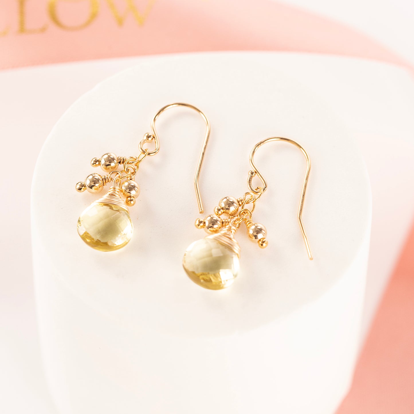 Lemon Quartz Earrings - Optimism - Silver & Gold