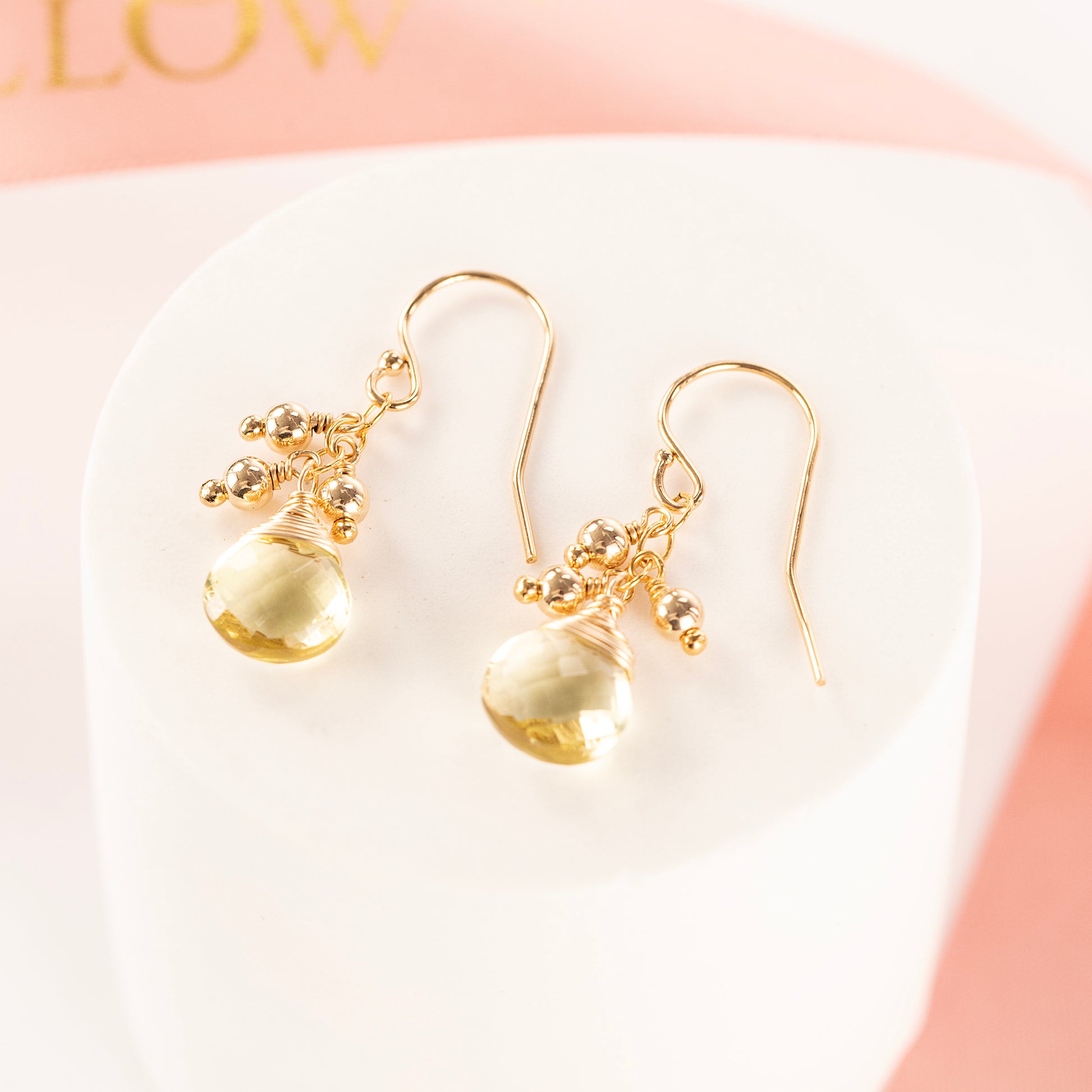 Lemon Quartz Earrings - Optimism - Silver & Gold