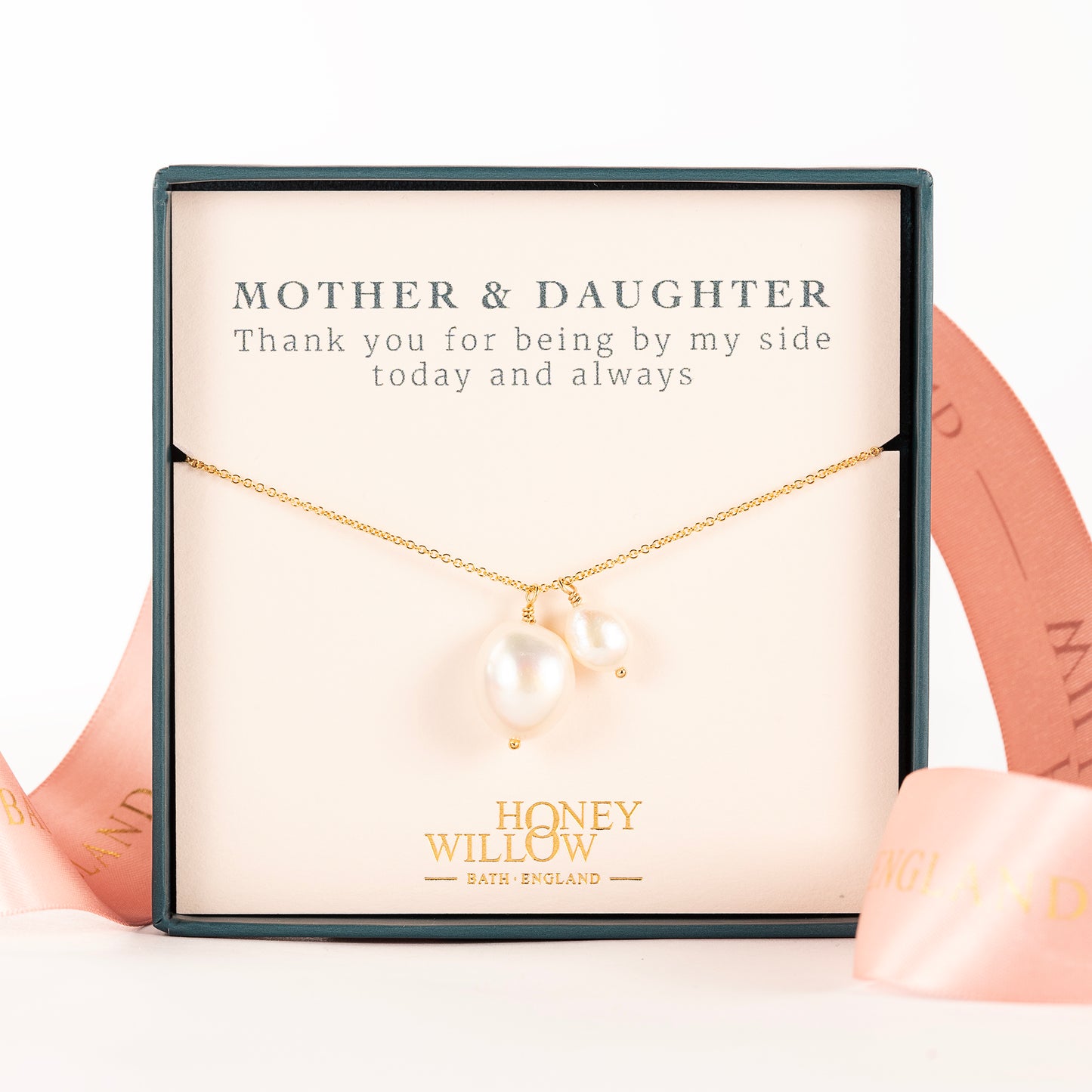 Mother of the Bride Gift - Mother Daughter Pearl Necklace - Silver & Gold