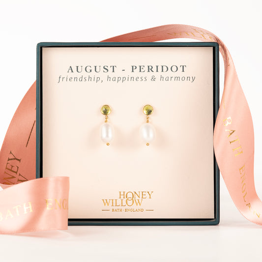 August Birthstone Earrings - Peridot - Silver & Gold