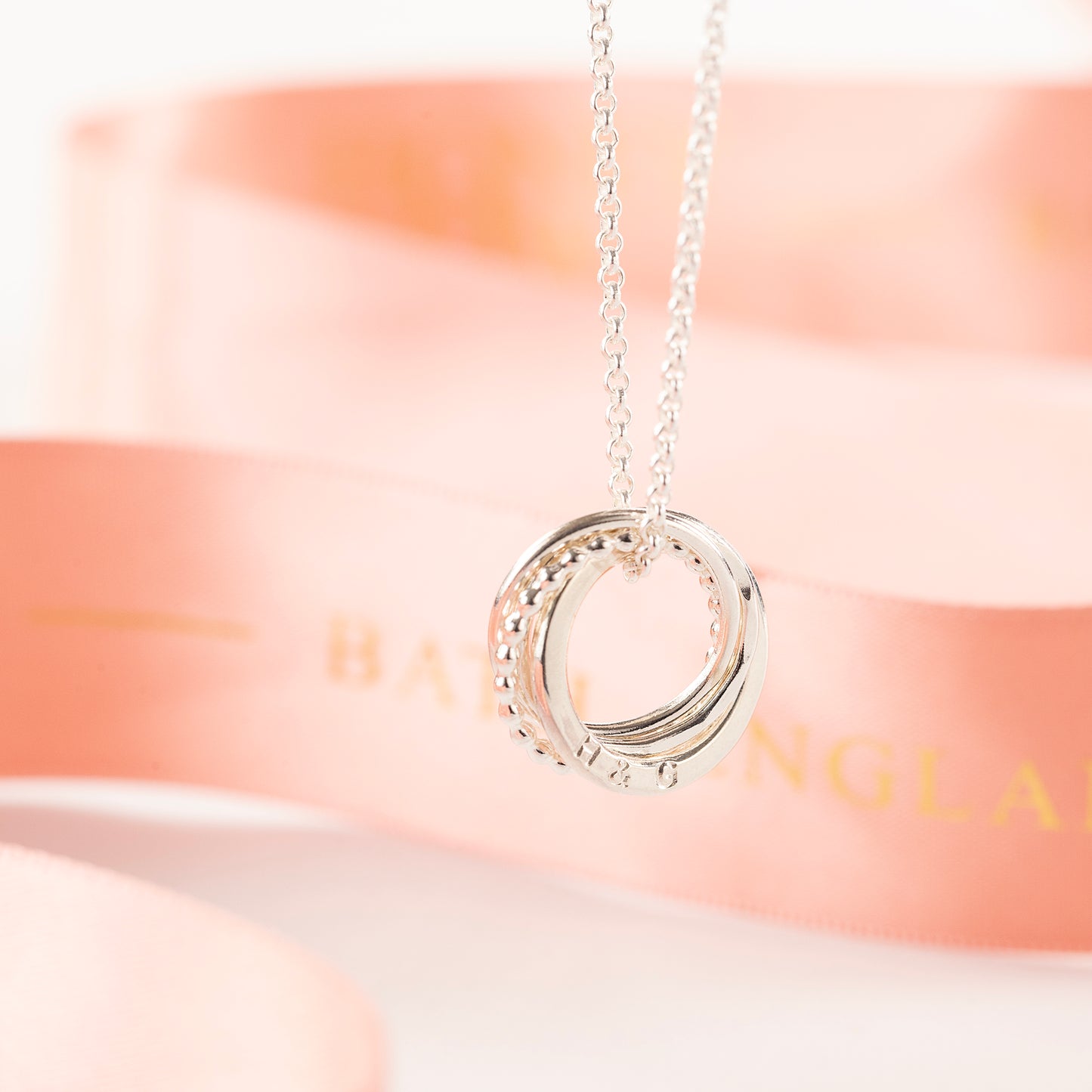 Personalised 4th Anniversary Necklace - The Original 4 Rings for 4 Years Gift - Petite Silver