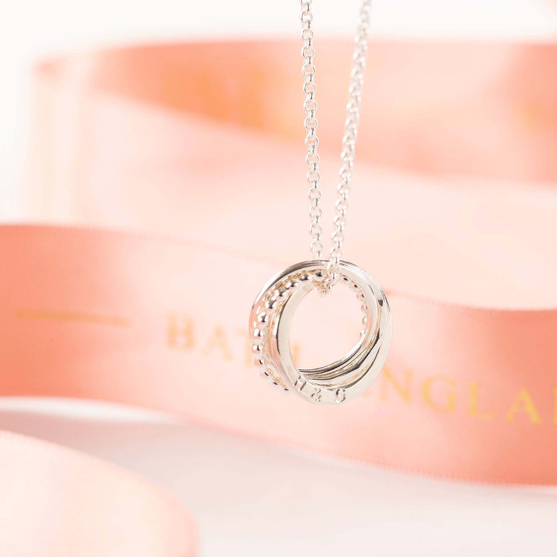 Personalised 4th Anniversary Necklace - The Original 4 Rings for 4 Years Gift - Petite Silver