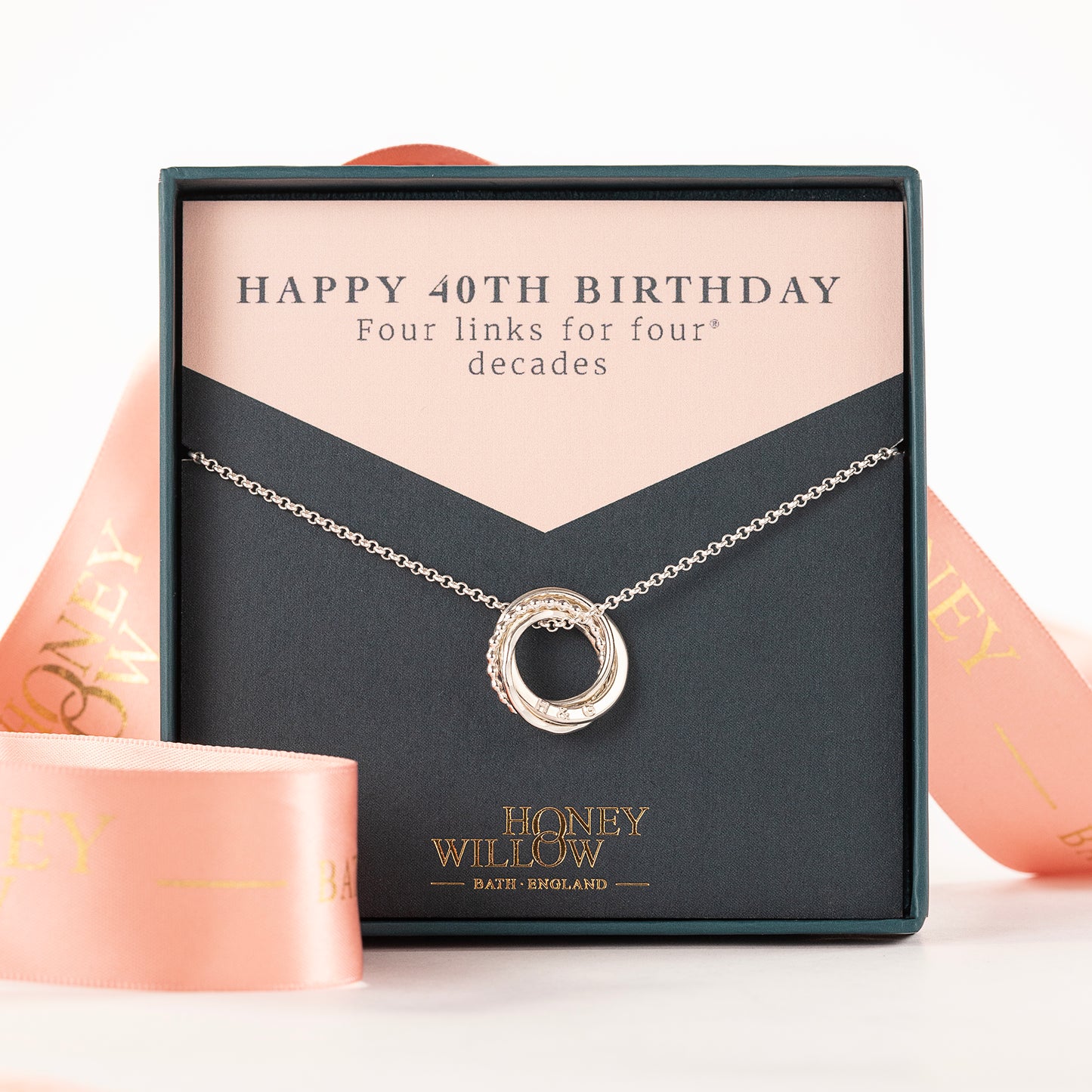 Personalised 40th Birthday Necklace - The Original 4 Links for 4 Decades - Petite Silver