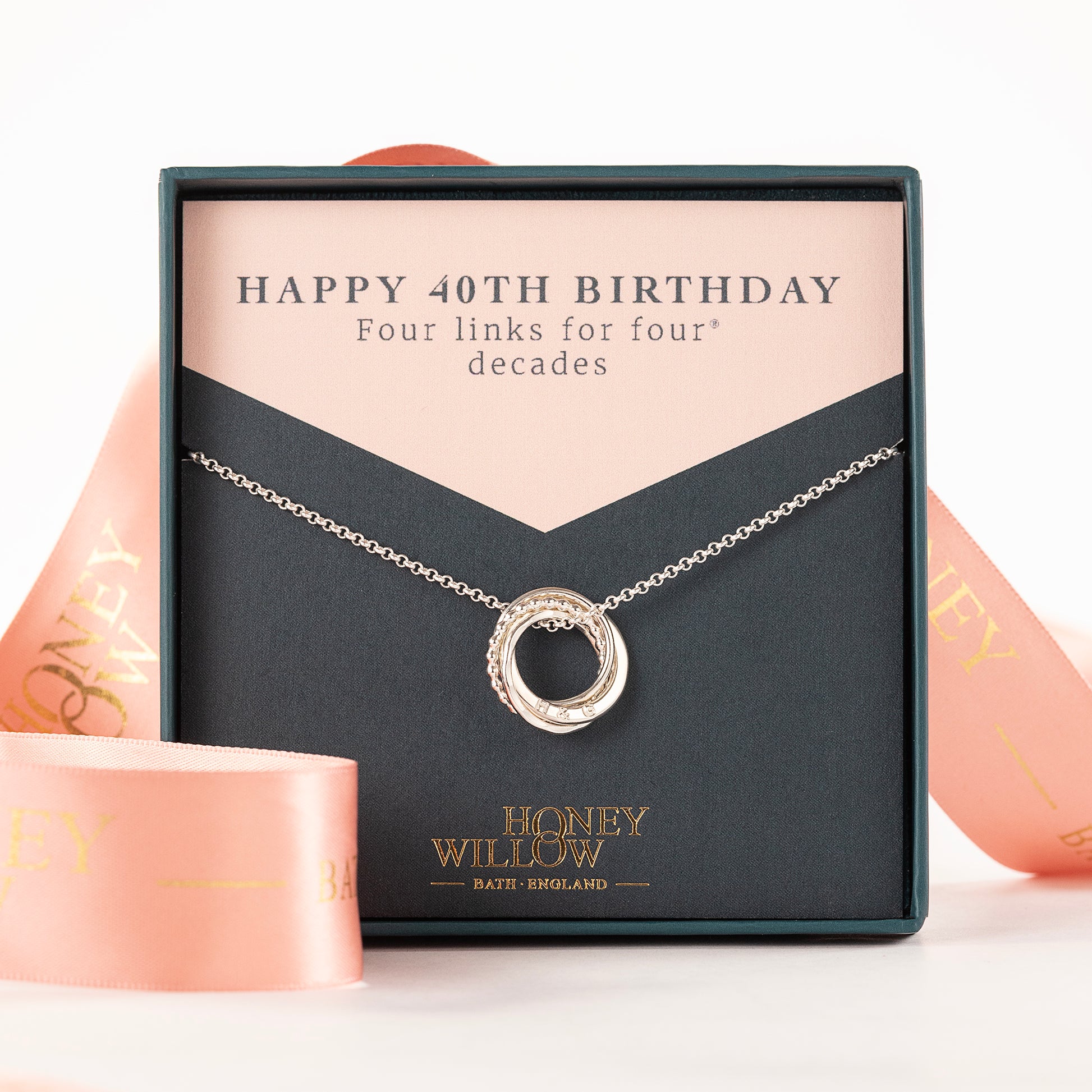 Personalised 40th Birthday Necklace - The Original 4 Links for 4 Decades - Petite Silver
