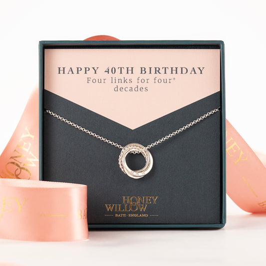 Personalised 40th Birthday Necklace - The Original 4 Links for 4 Decades - Petite Silver