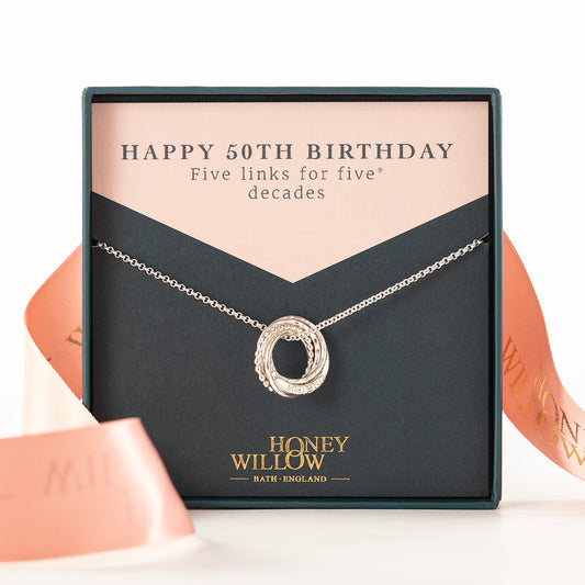 Personalised 50th Birthday Necklace - The Original 5 Links for 5 Decades - Petite Silver